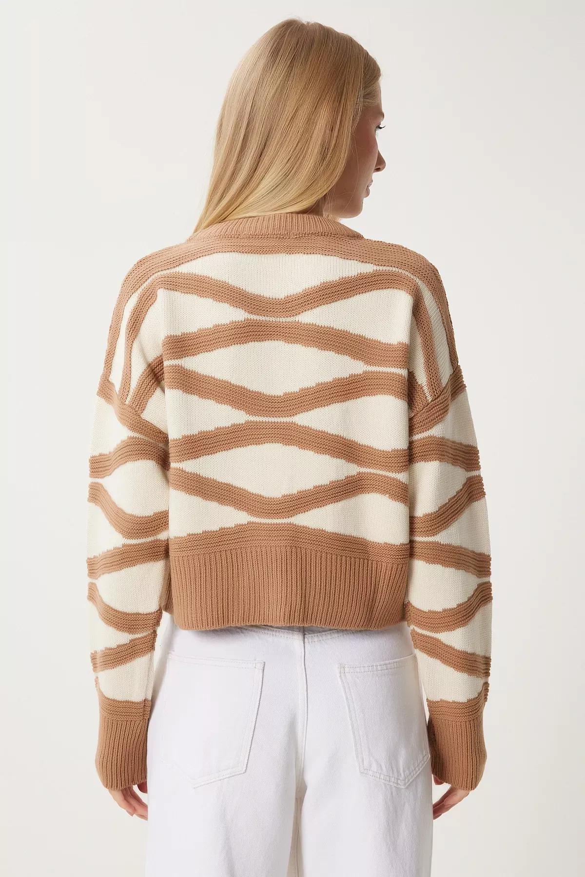 Multicolour Contrast Color Buttoned Knitted Cardigan, C101_4092, large image number 4