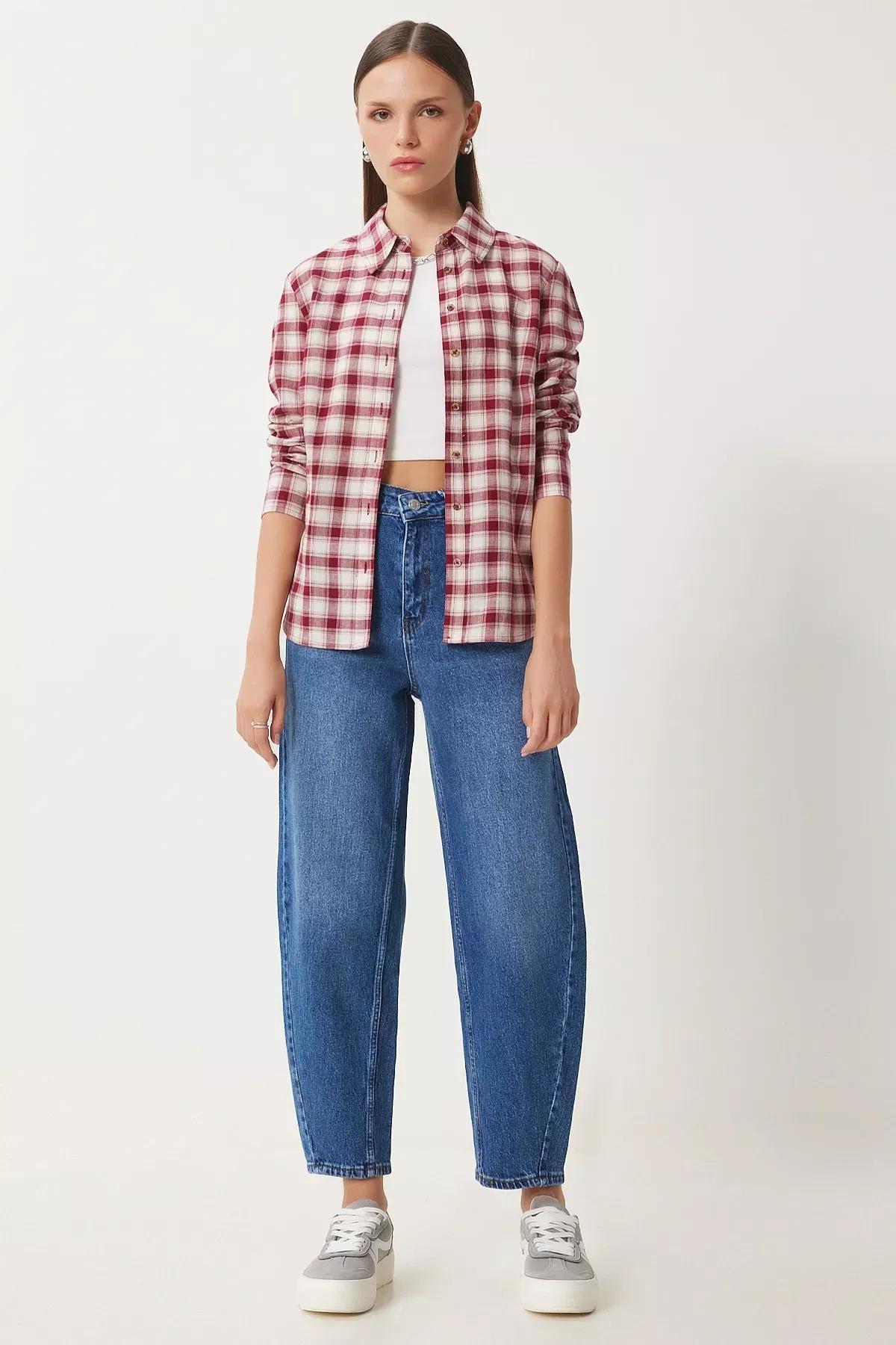 Blue High-Waist Baggy Jeans, , large image number 0