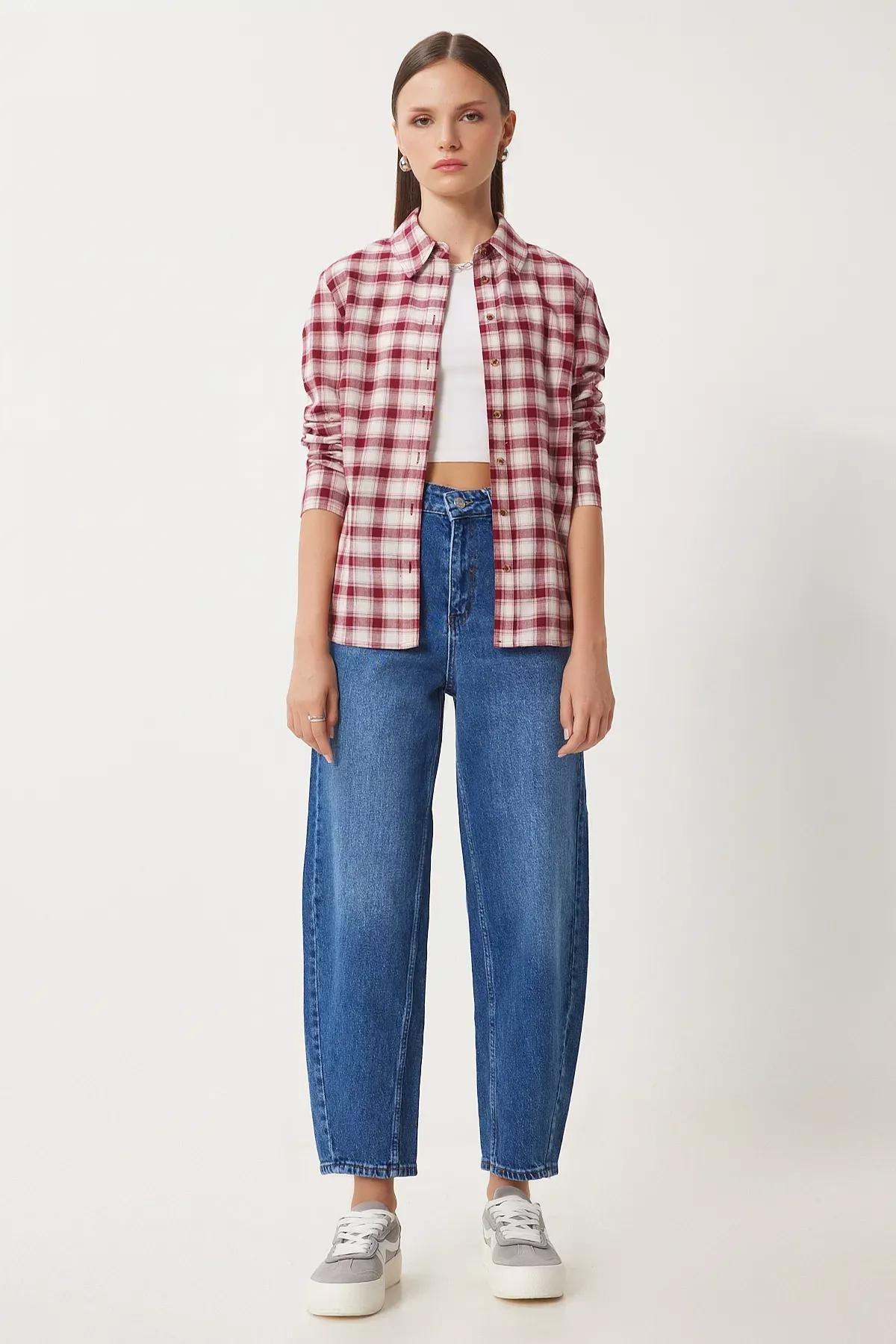 Blue High-Waist Baggy Jeans, , large image number 4