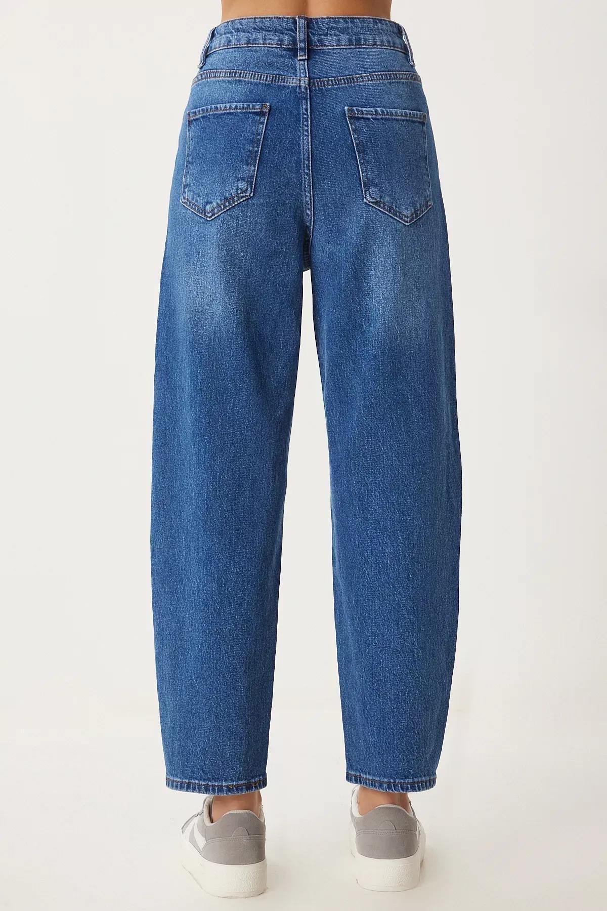Blue High-Waist Baggy Jeans, , large image number 6