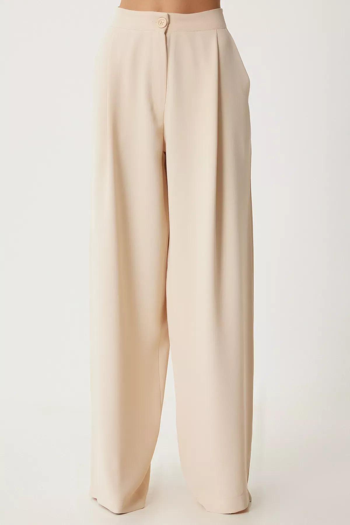 Cream Pocket Palazzo Trousers, Cream, large image number 3