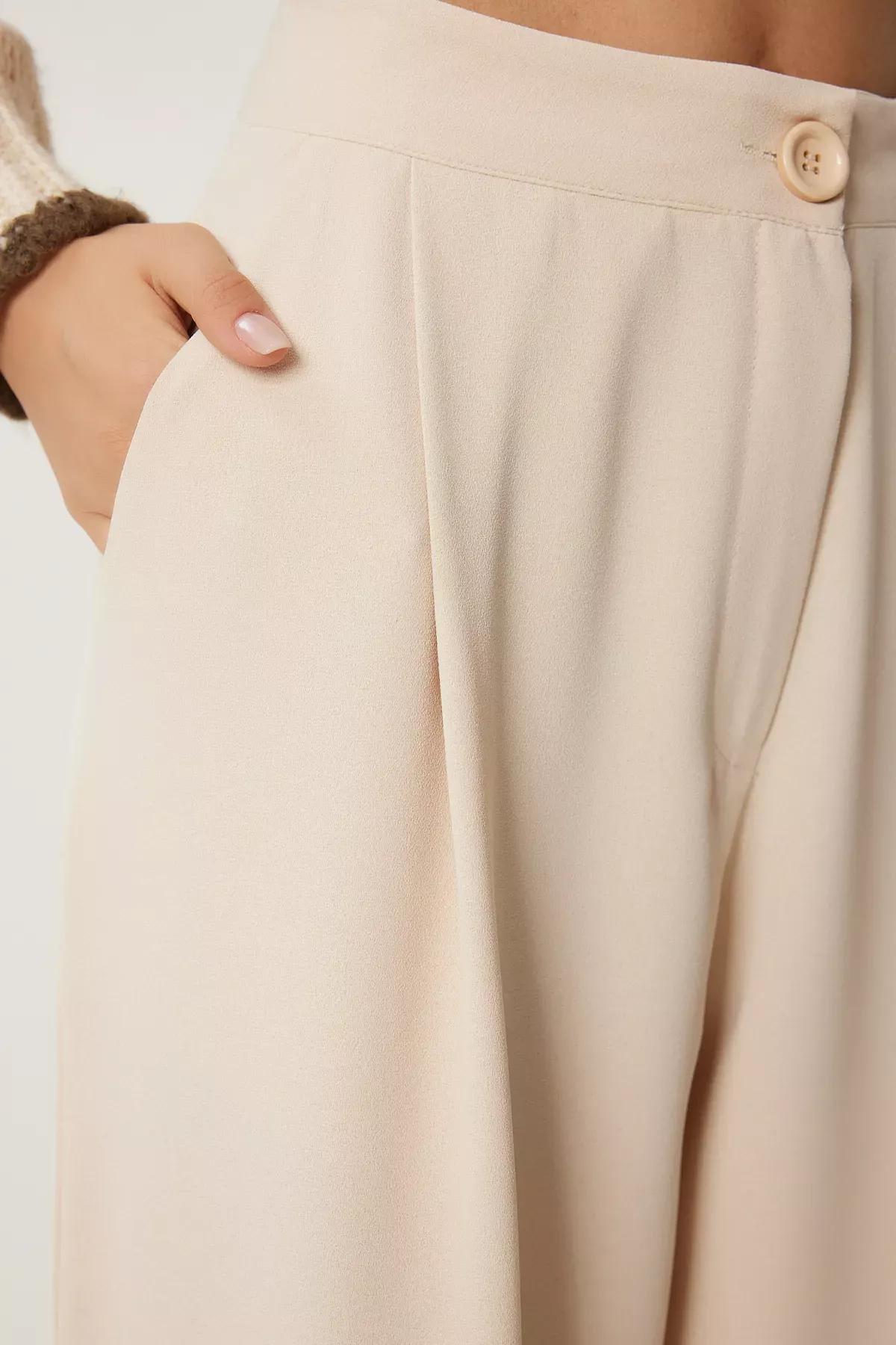 Cream Pocket Palazzo Trousers, Cream, large image number 4