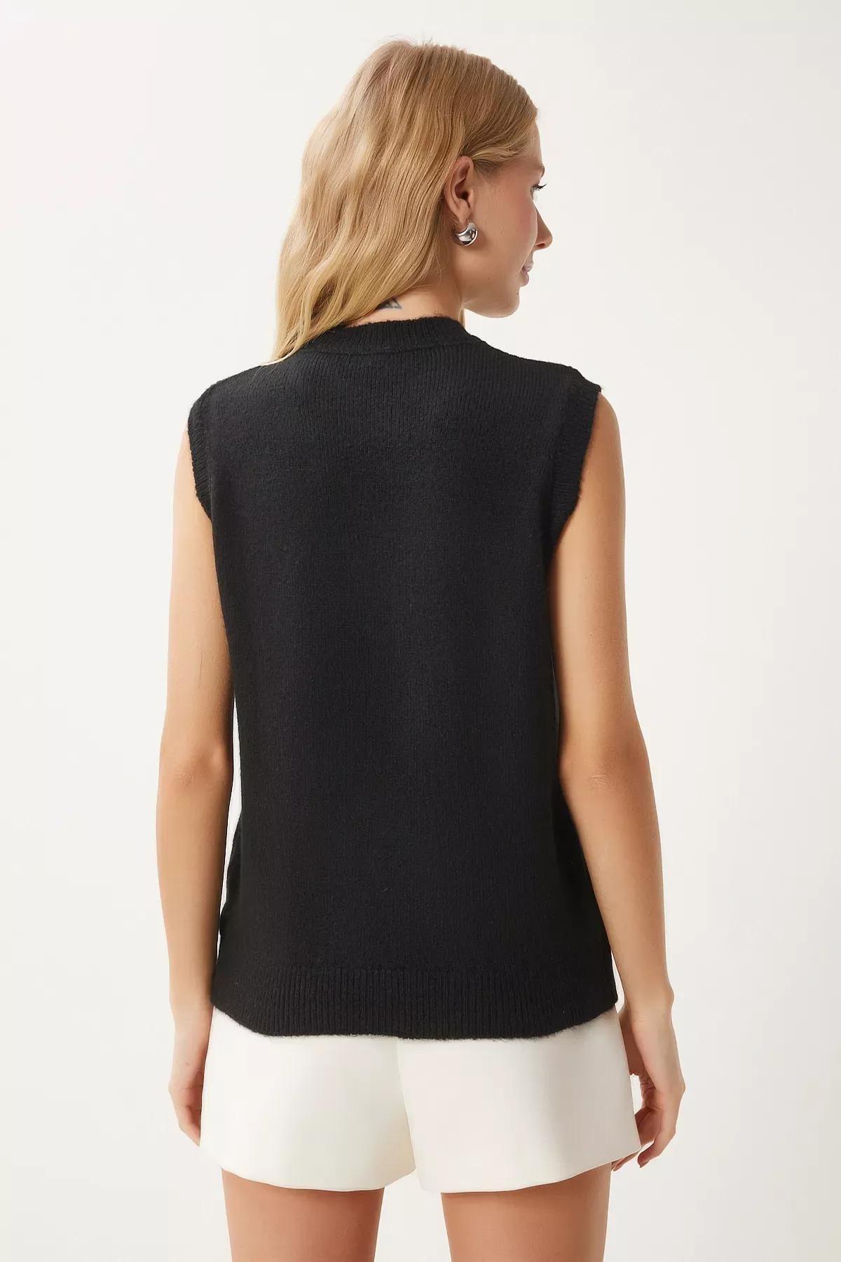 Black Floral Knitwear Sweater, BLACK, large image number 5