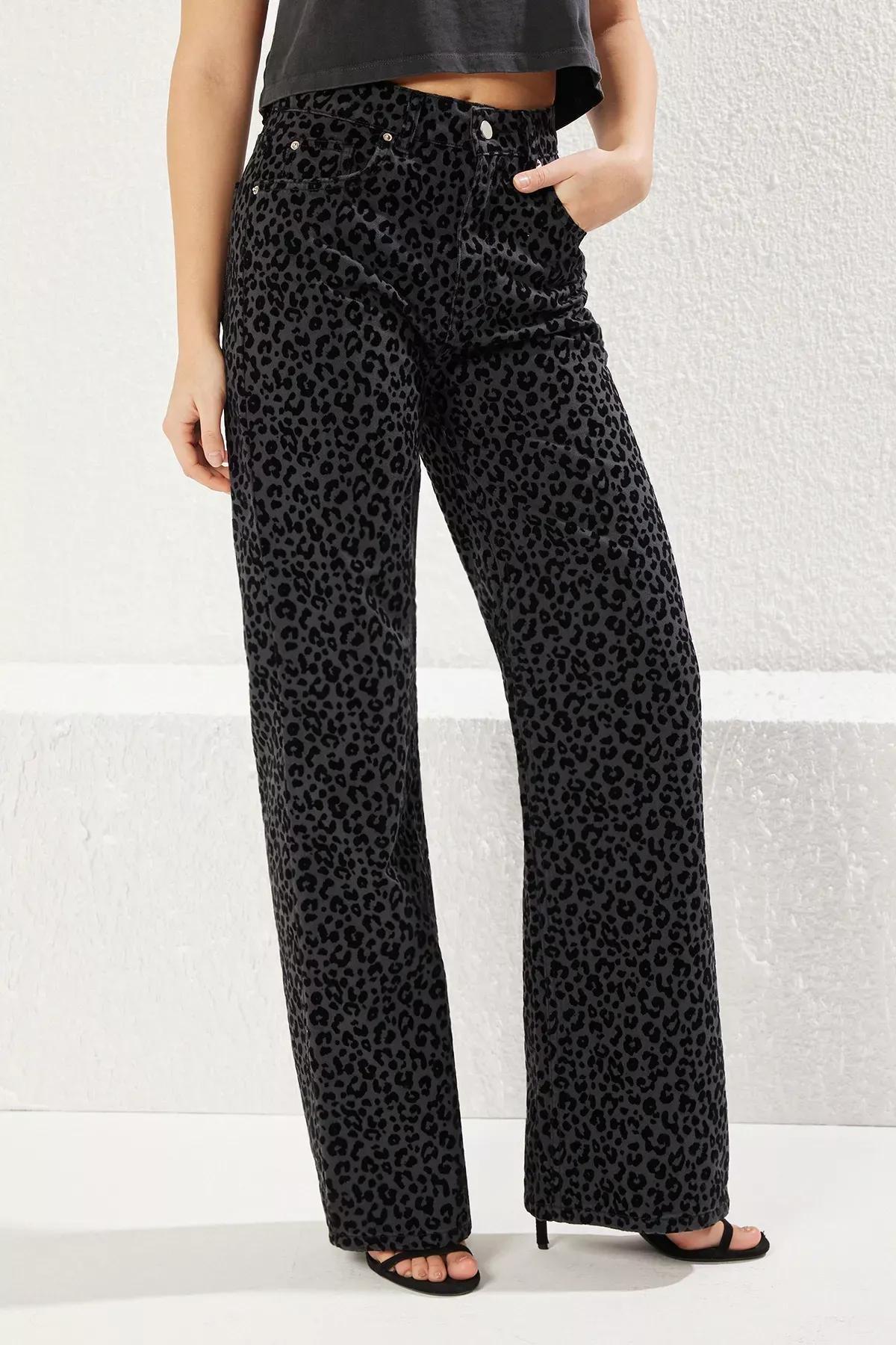Black Suede Leopard Jeans, , large image number 2