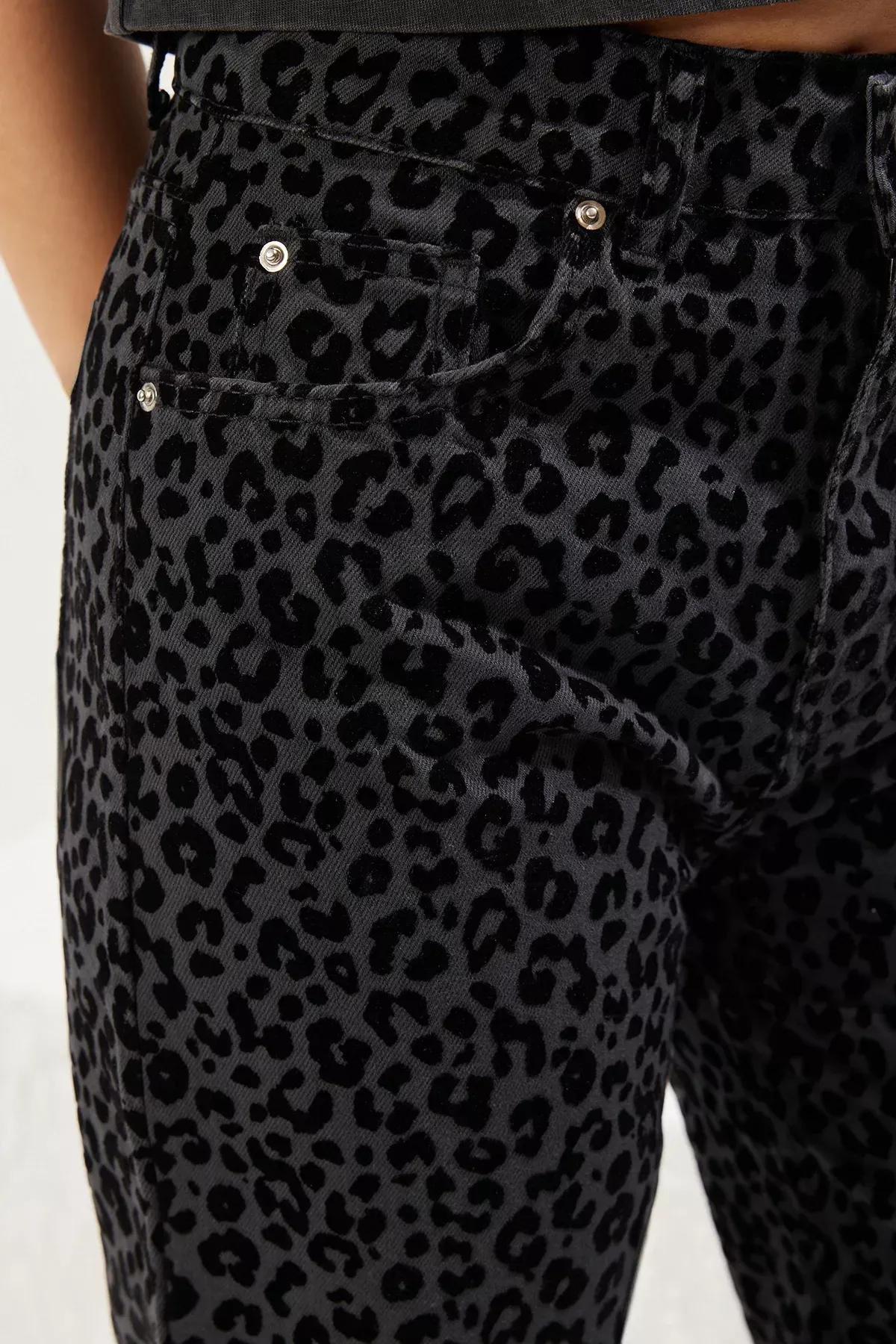Black Suede Leopard Jeans, , large image number 3