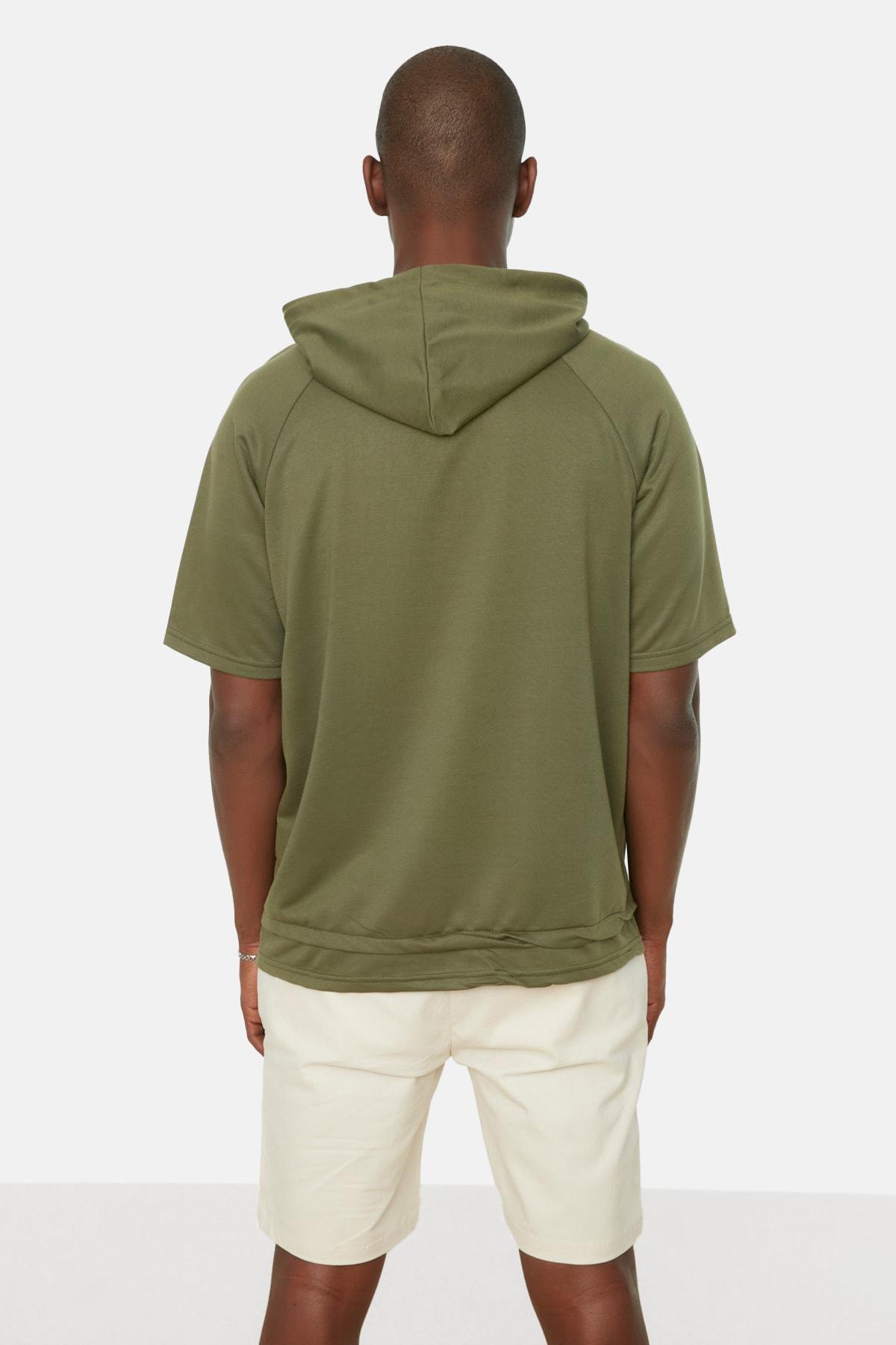 Khaki Oversize Hooded Sweatshirt, , large image number 4