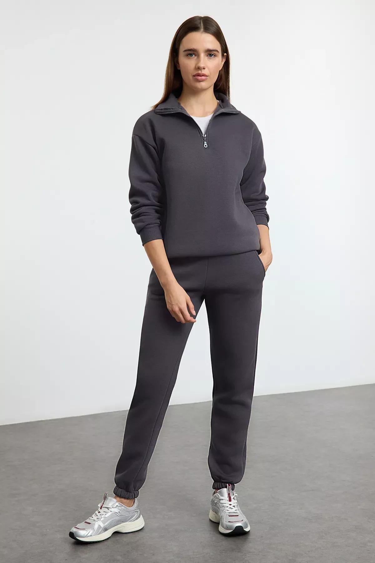 Grey Thick Polar Zippered Tracksuit, Anthracite, large image number 0