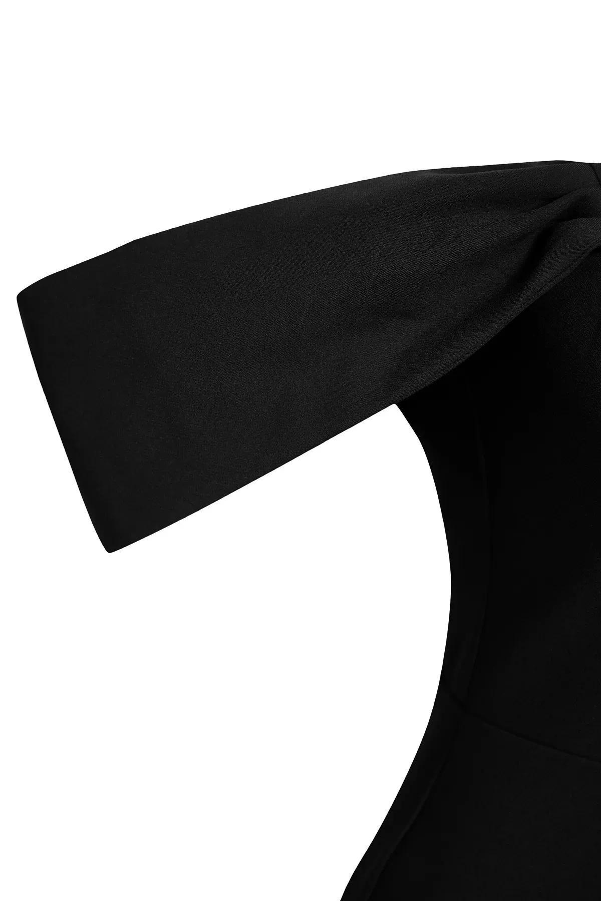 Black Collared Woven Occasionwear Dress, , large image number 5