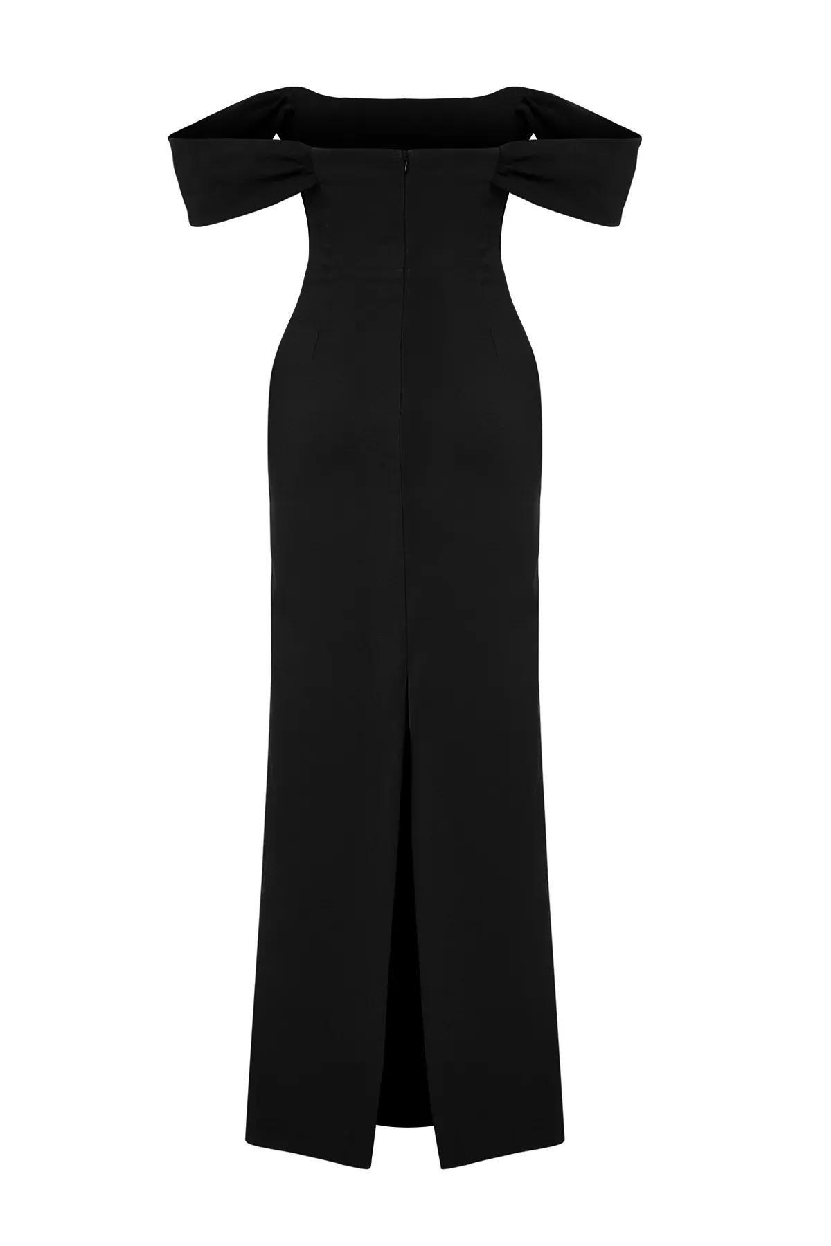 Black Collared Woven Occasionwear Dress, , large image number 7