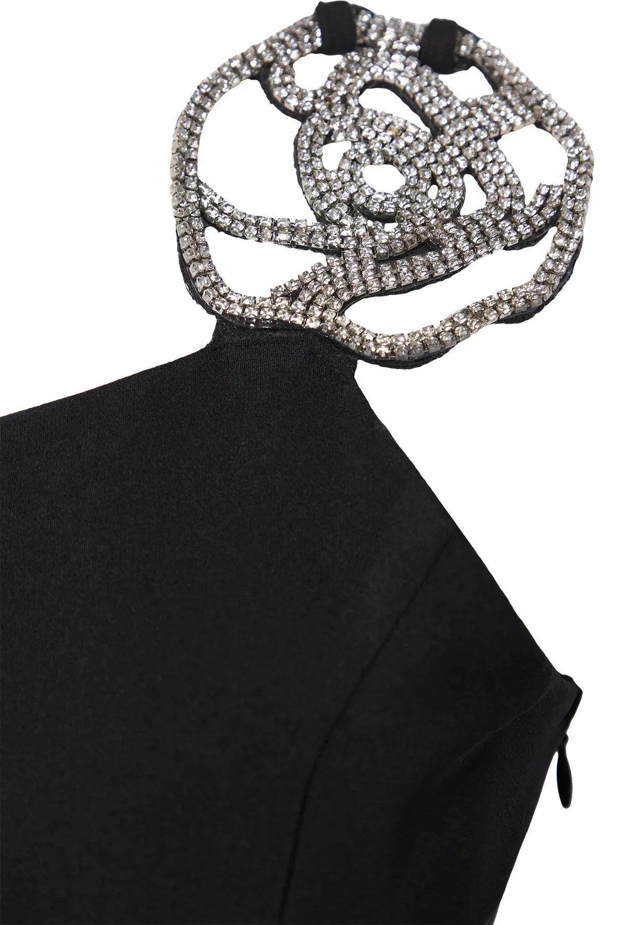 Black Elegant Long Occasionwear Dress, BLACK, large image number 5