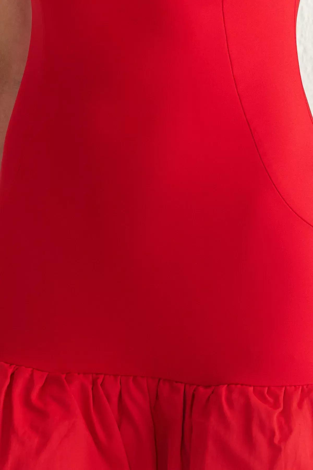 Red Balloon Skirt Detailed Short Dress, , large image number 3