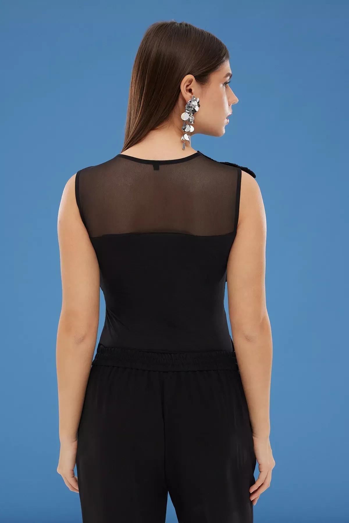 Black Ruffle Knitted Bodysuit, , large image number 4