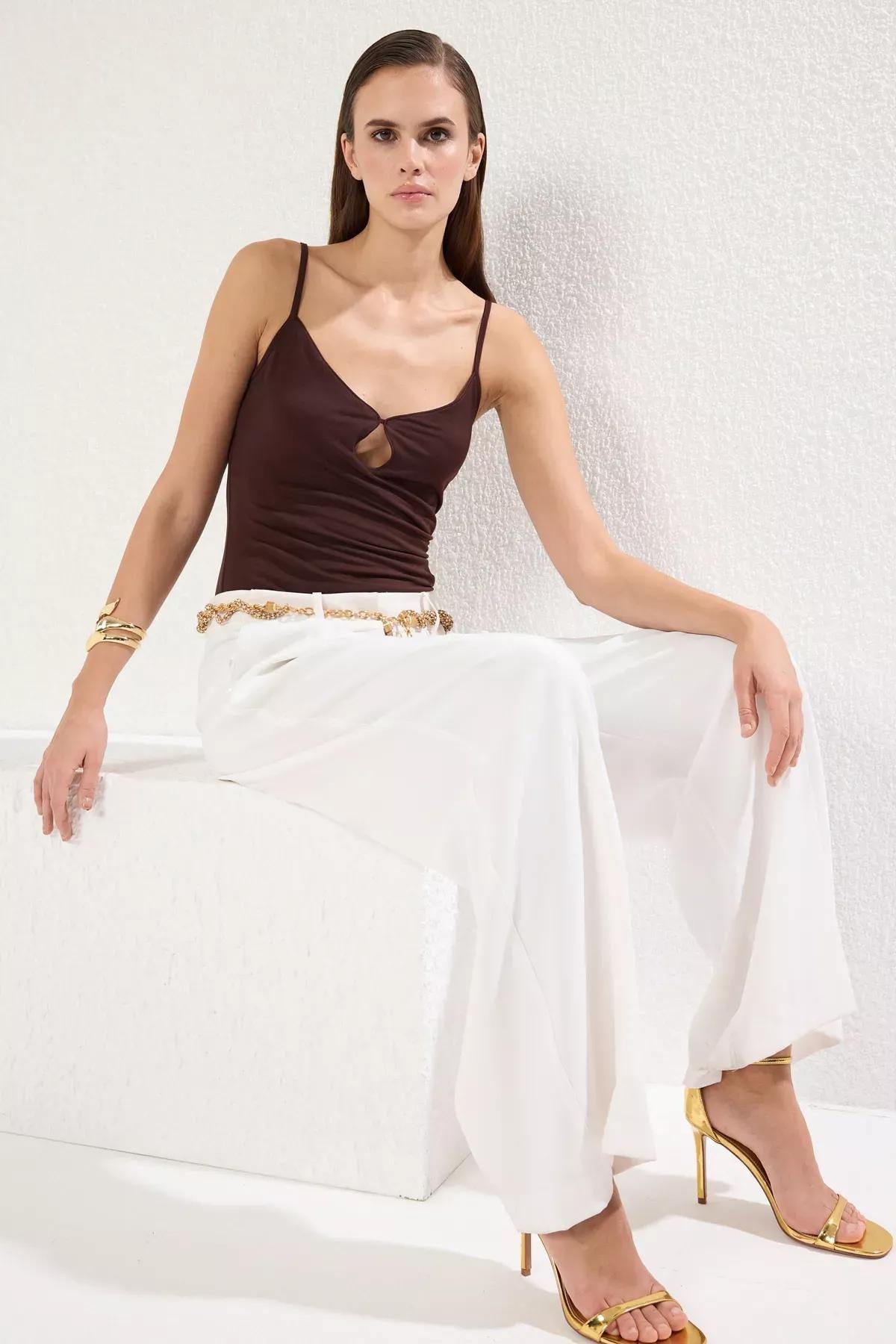 Brown Cut-Out Window Knitted Bodysuit, , large image number 2