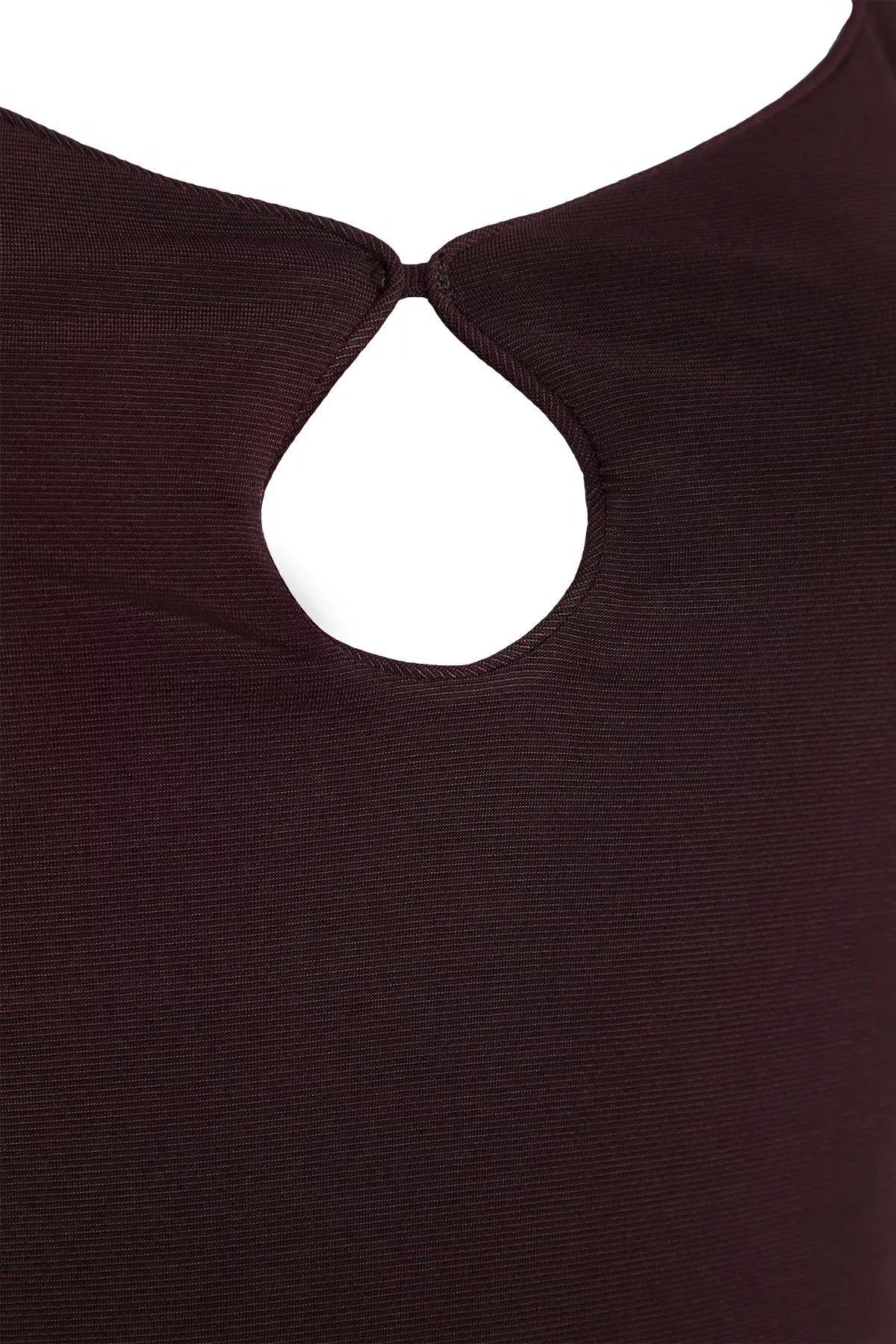 Brown Cut-Out Window Knitted Bodysuit, , large image number 5