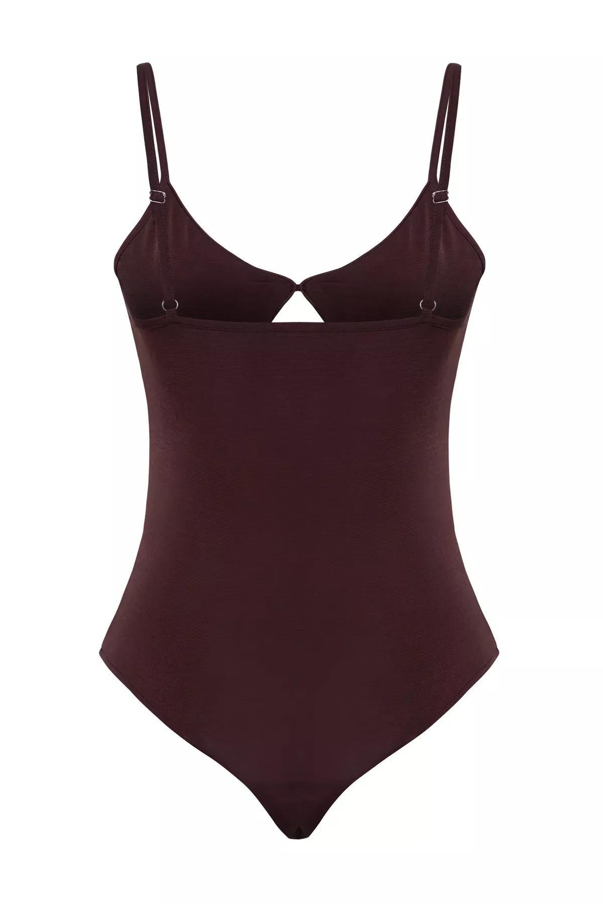 Brown Cut-Out Window Knitted Bodysuit, , large image number 6