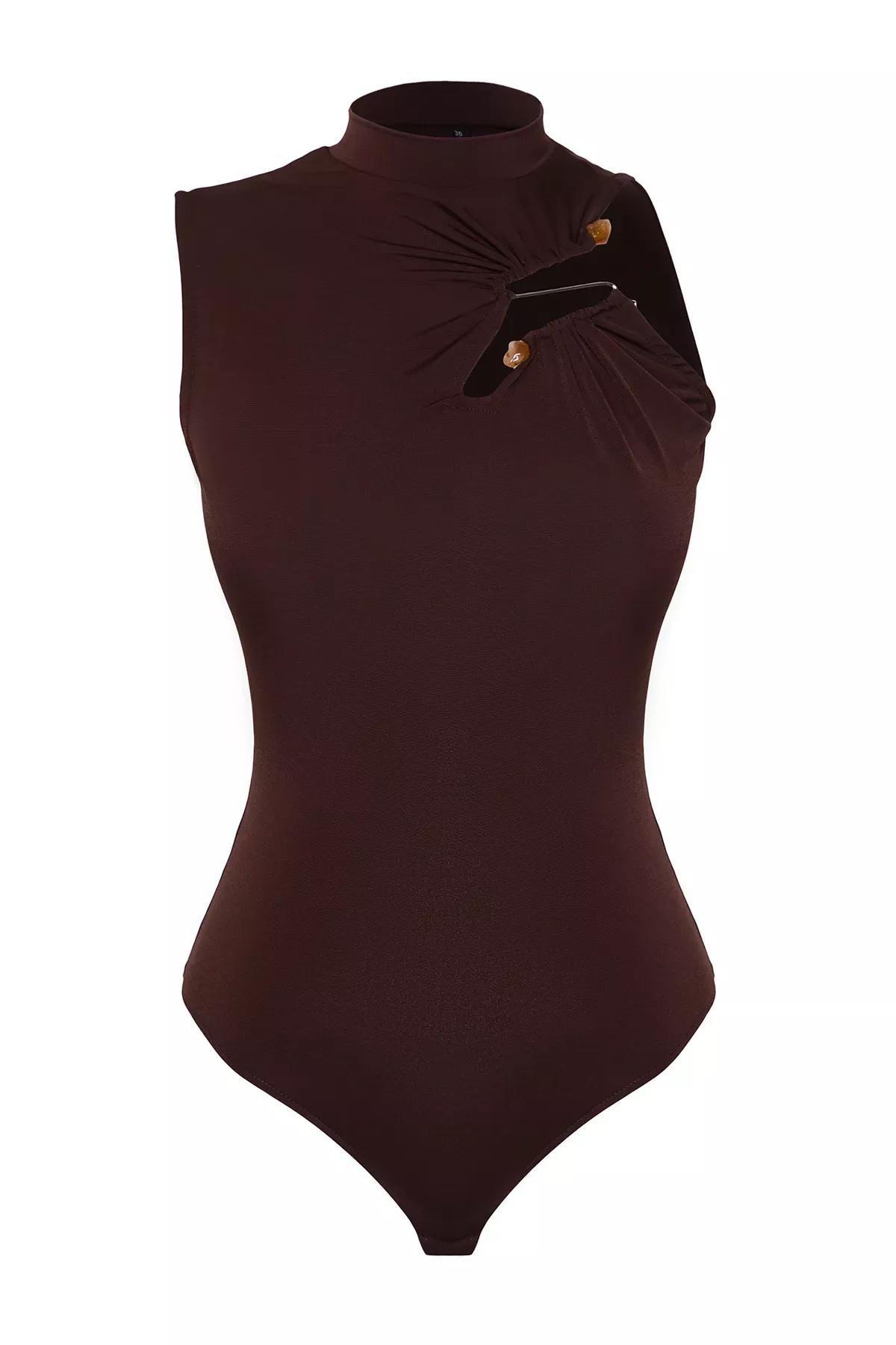Brown Knitted Bodysuit, , large image number 1