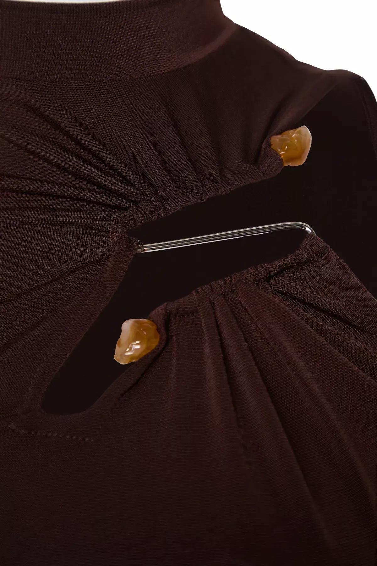 Brown Knitted Bodysuit, , large image number 5
