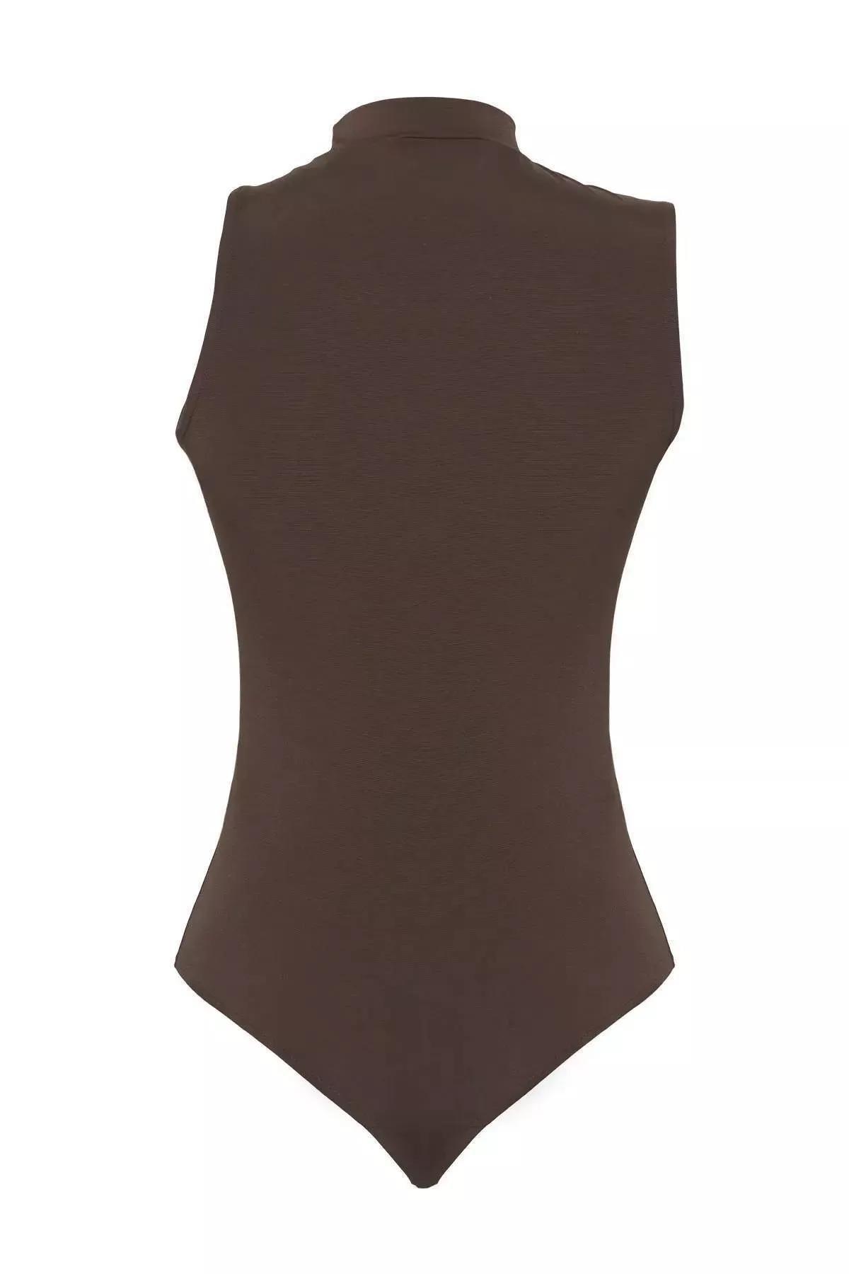 Brown Knitted Bodysuit, Brown, large image number 9