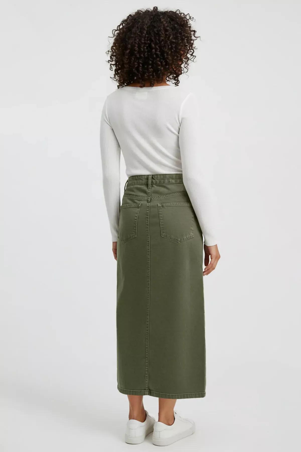Green Pocket Woven Skirt, Khaki, large image number 1