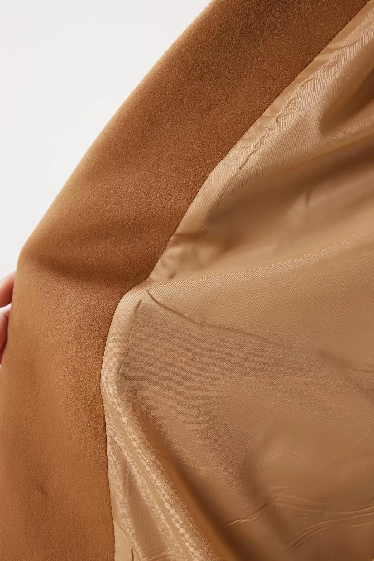 Camel Double-Breasted Cashmere Coat, CAMEL, large image number 3