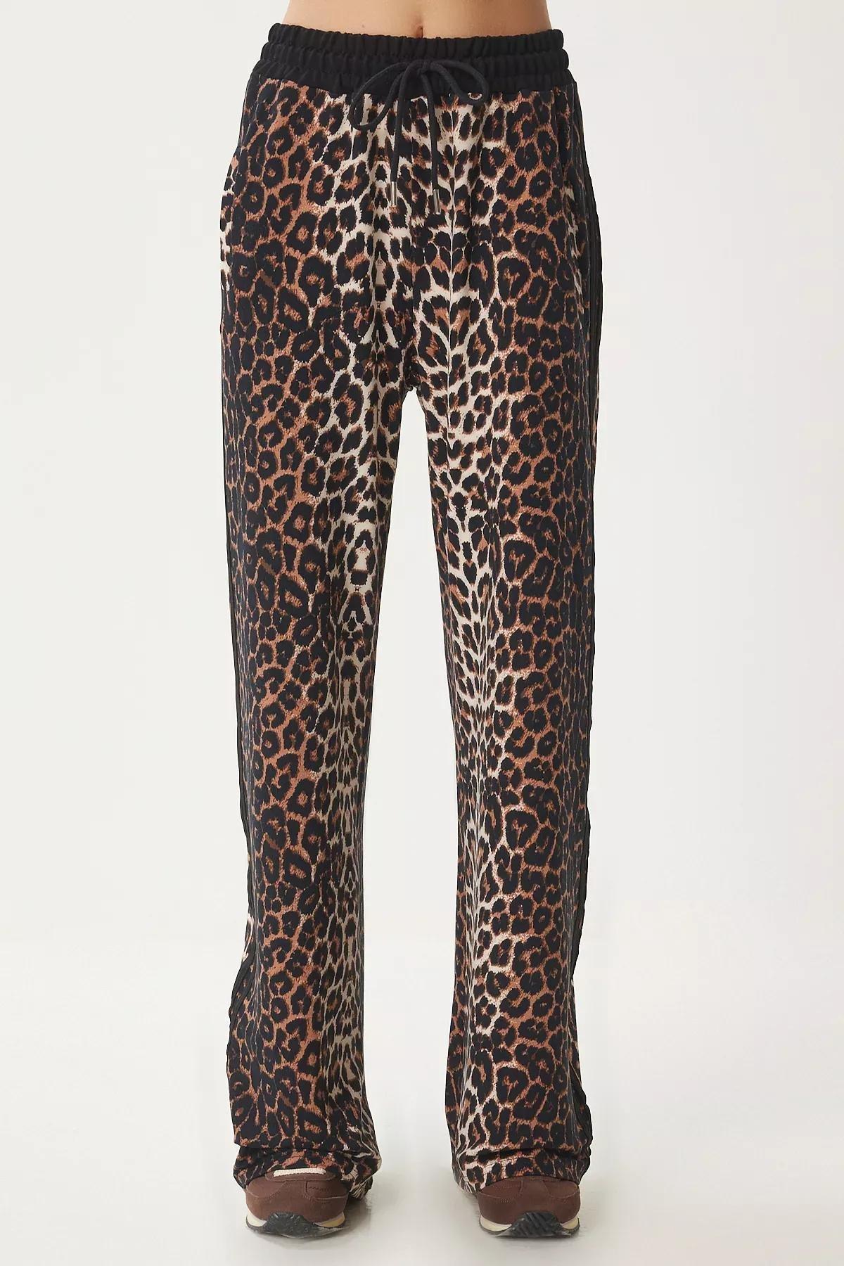 Black Brown Leopard Sweatpants, , large image number 3