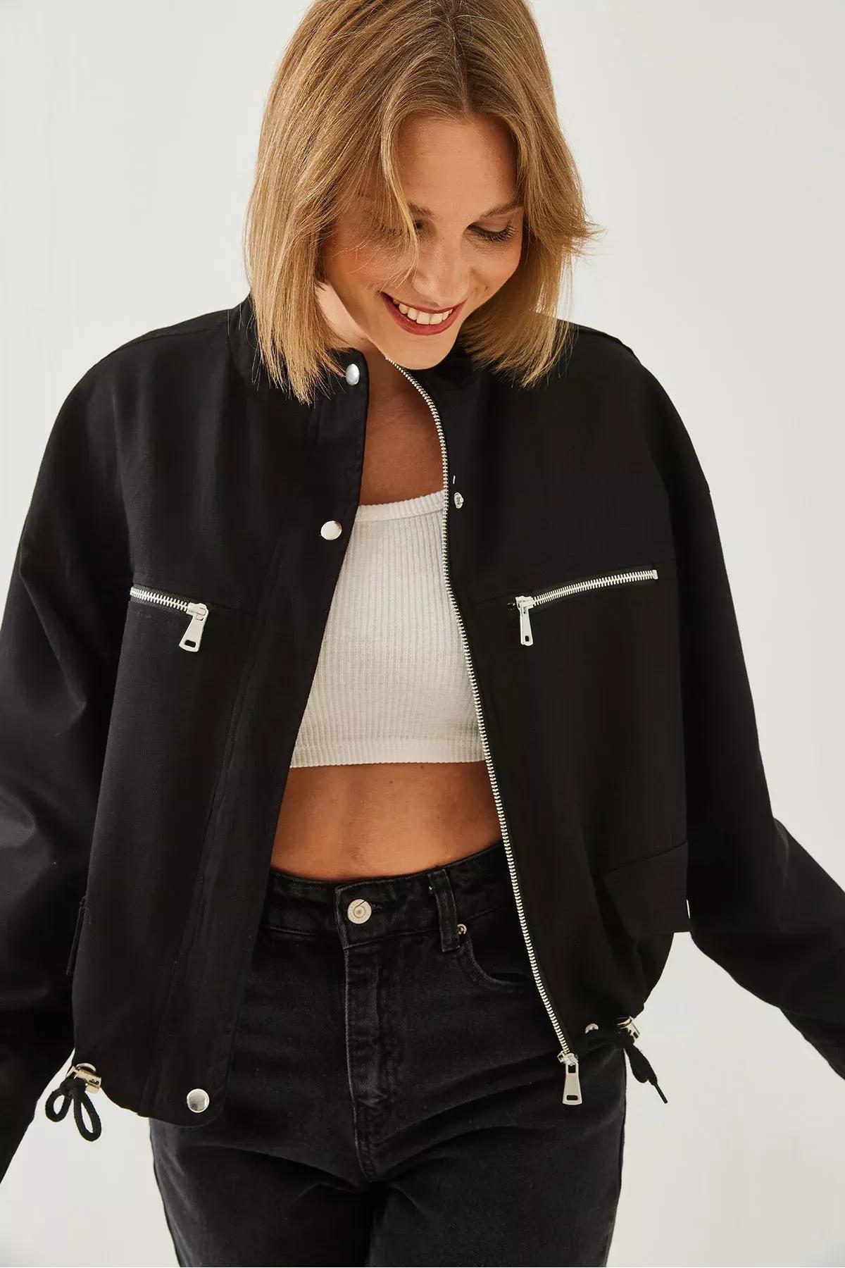 Brown Faux Leather Biker Jacket, , large image number 2