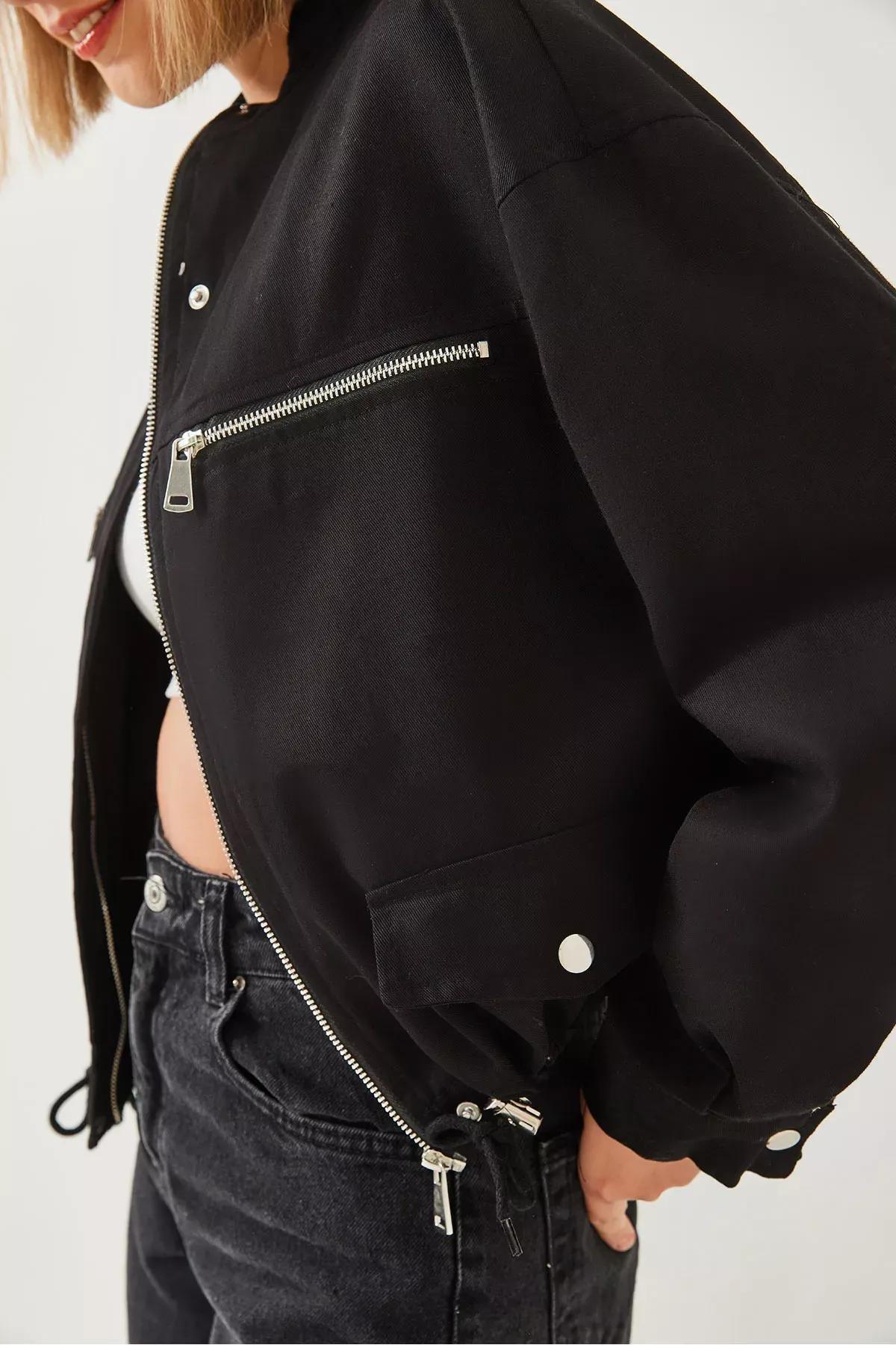 Brown Faux Leather Biker Jacket, , large image number 3