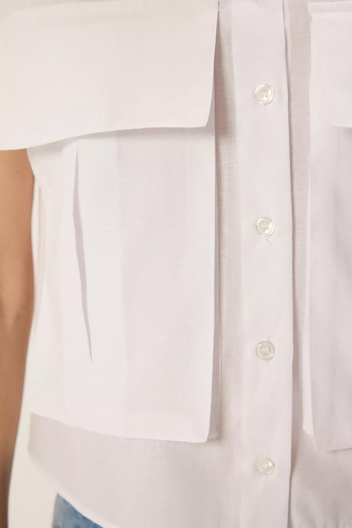 White Pocket Zero Sleeve Shirt, White, large image number 4