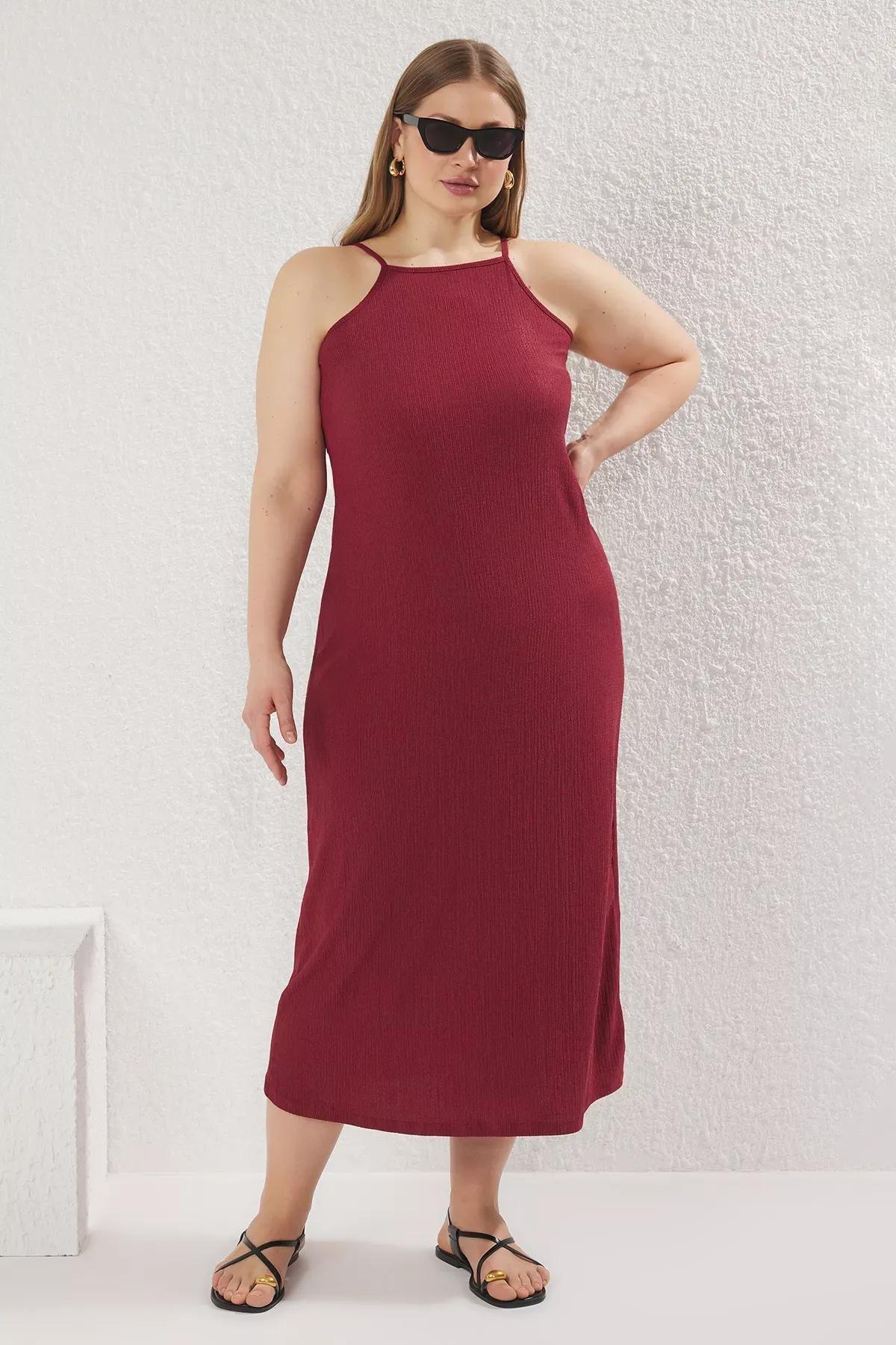 Burgundy Halter Neck Maxi Dress, Burgundy, large image number 0