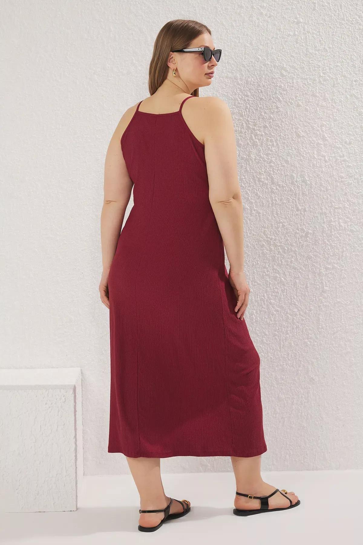 Burgundy Halter Neck Maxi Dress, Burgundy, large image number 3