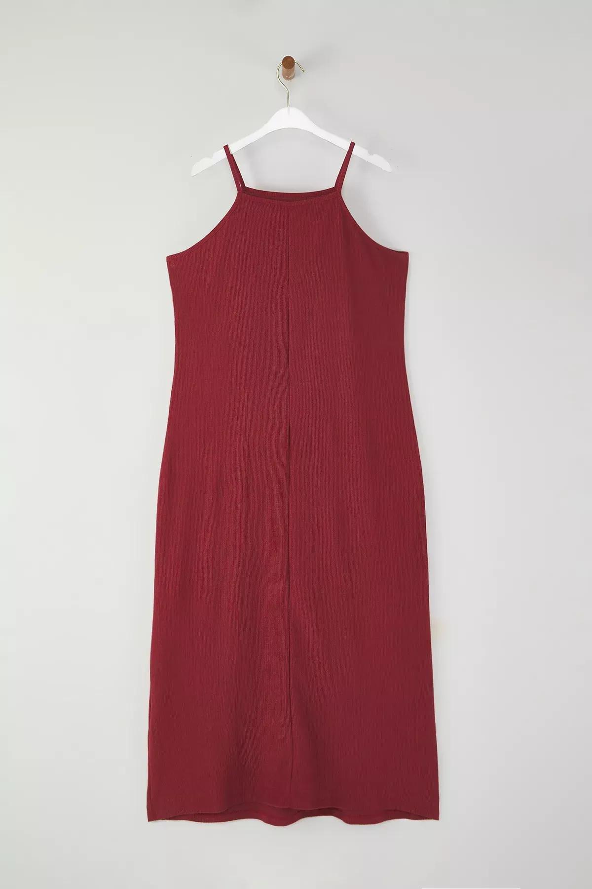 Burgundy Halter Neck Maxi Dress, Burgundy, large image number 5