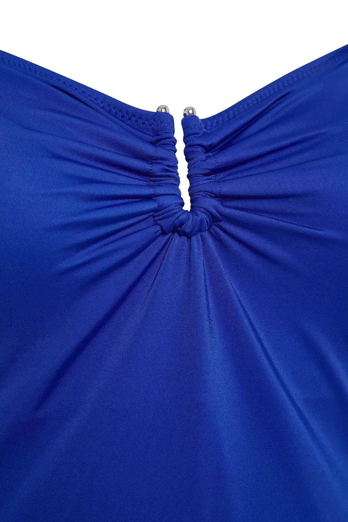Blue Strapless Plus-Size Swimsuit, , large image number 1