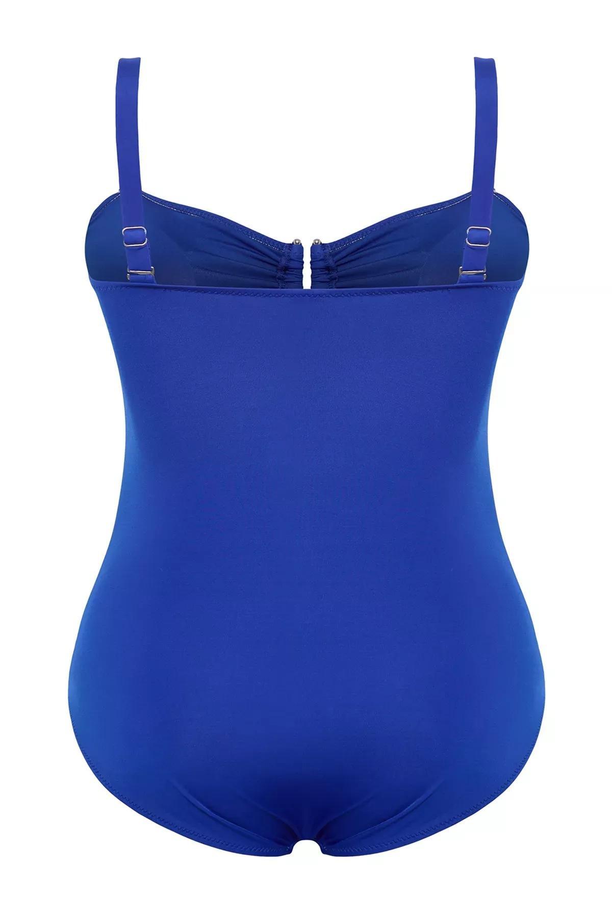 Blue Strapless Plus-Size Swimsuit, , large image number 3