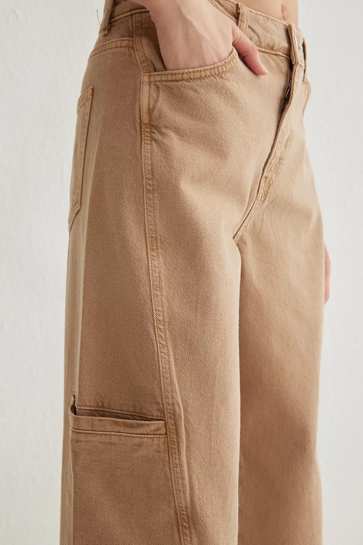جينز بقصة باريل بجيوب، بيج, Brown, large image number 3
