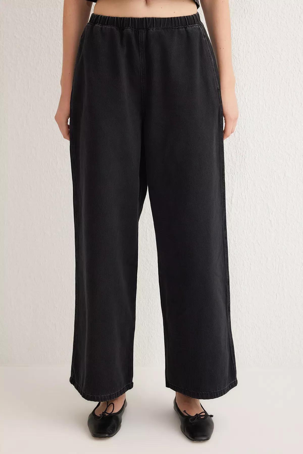 Black Palazzo Wide Leg Jeans, , large image number 2