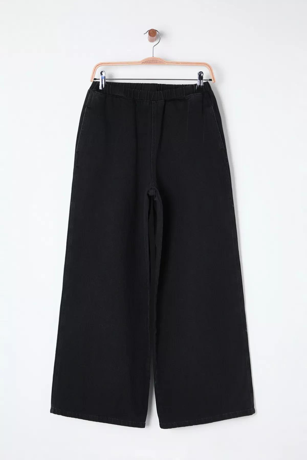 Black Palazzo Wide Leg Jeans, , large image number 6