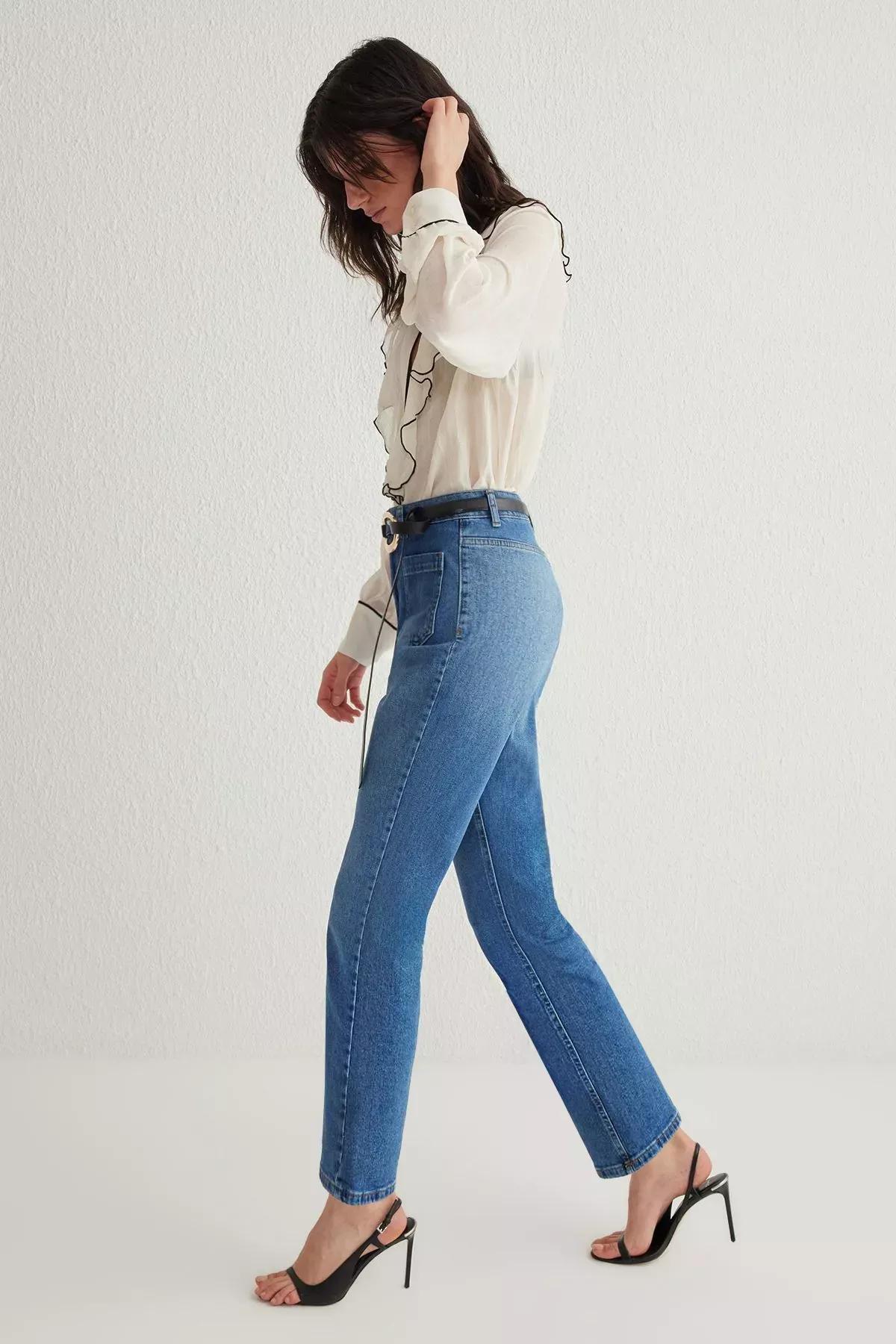 Blue Iron Pocket Flare Jeans, Blue, large image number 1