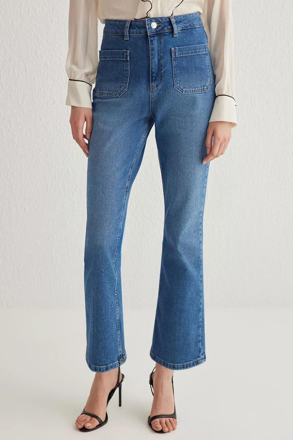 Blue Iron Pocket Flare Jeans, Blue, large image number 2
