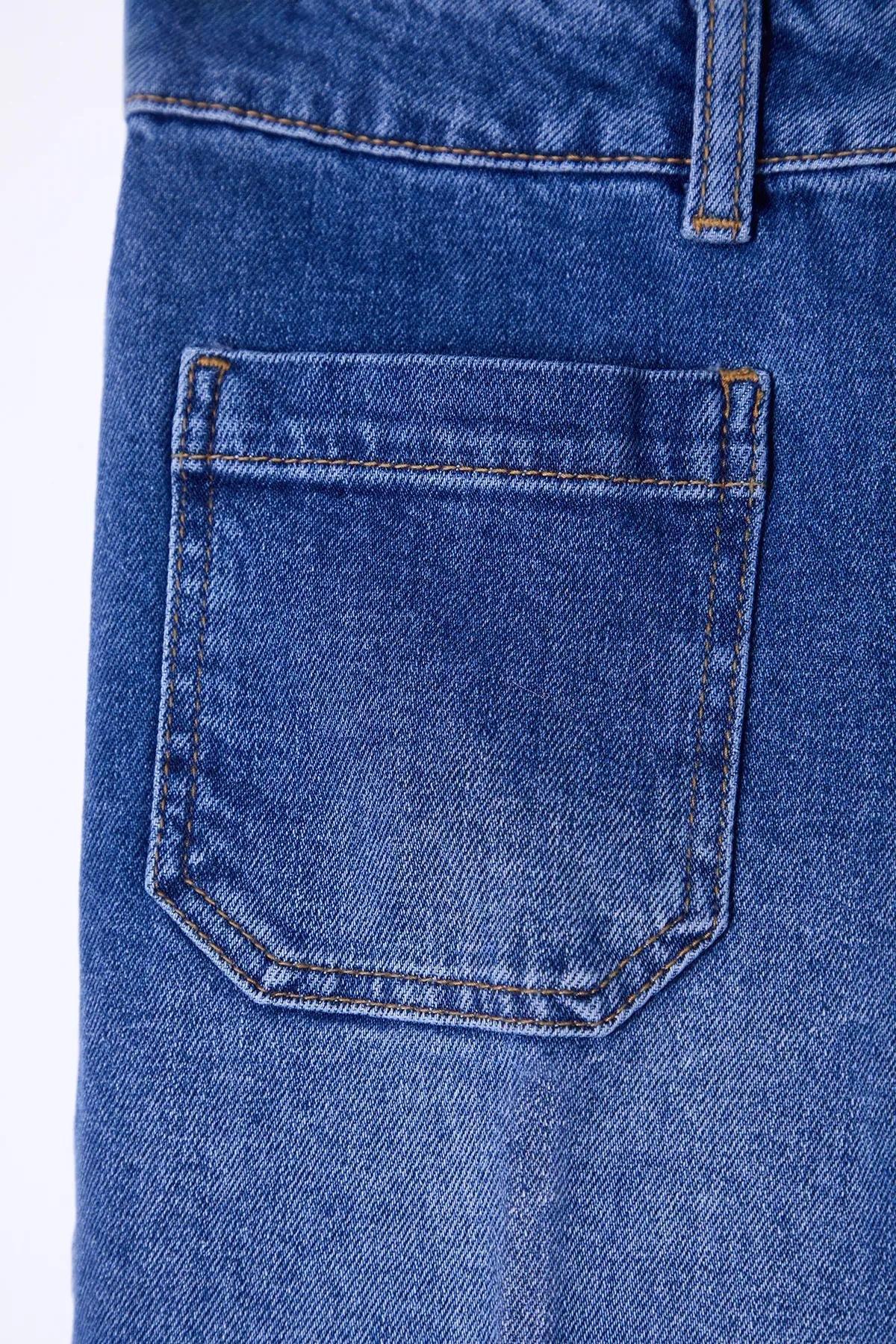 Blue Iron Pocket Flare Jeans, Blue, large image number 4