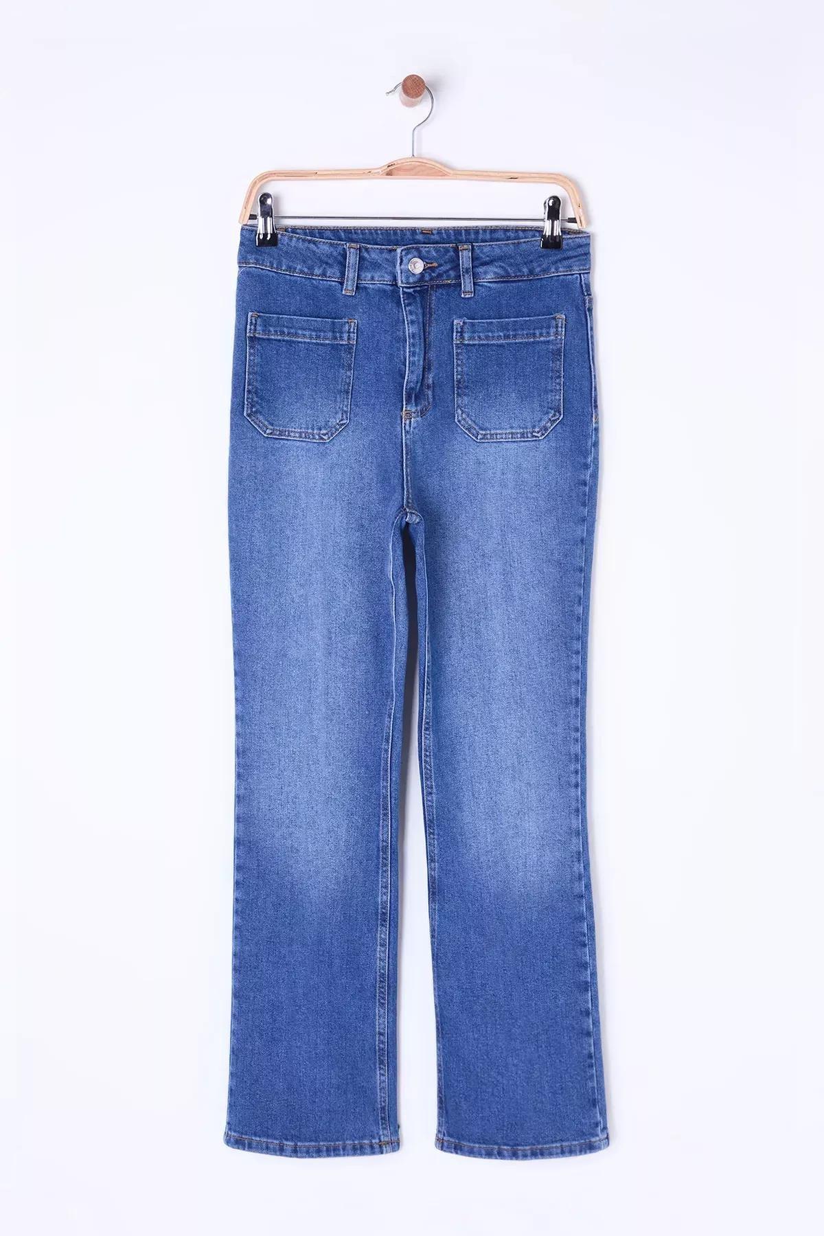 Blue Iron Pocket Flare Jeans, Blue, large image number 6