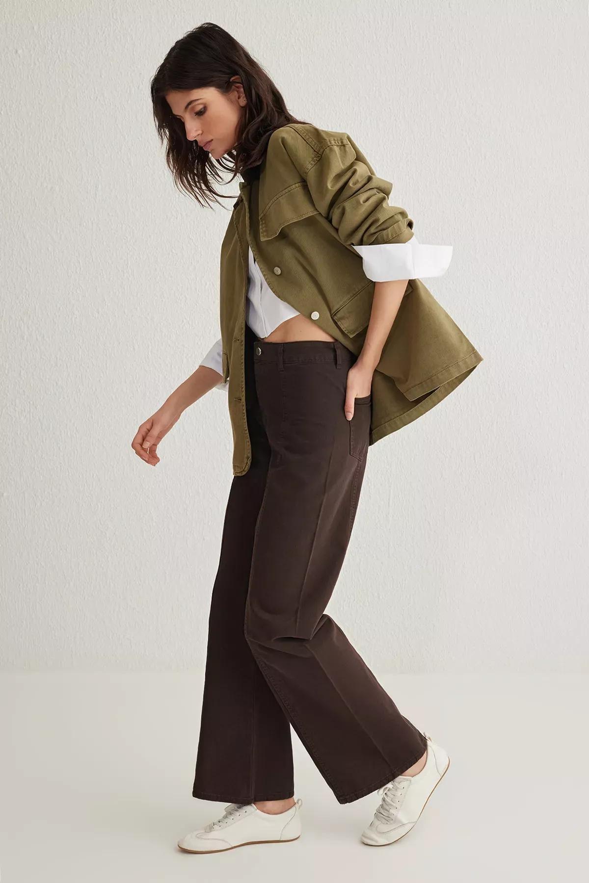 Brown High-Waist Wide Leg Jeans, , large image number 1