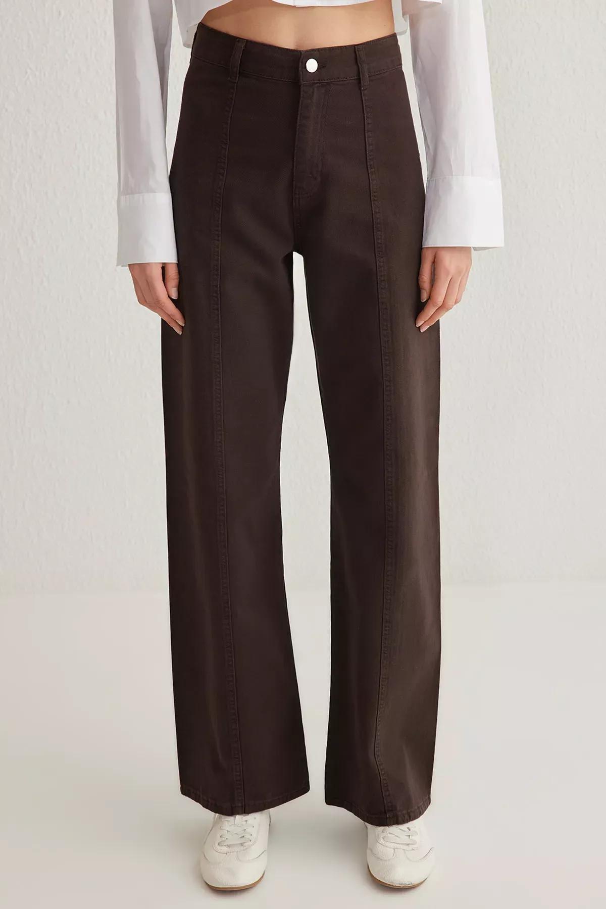 Brown High-Waist Wide Leg Jeans, , large image number 2