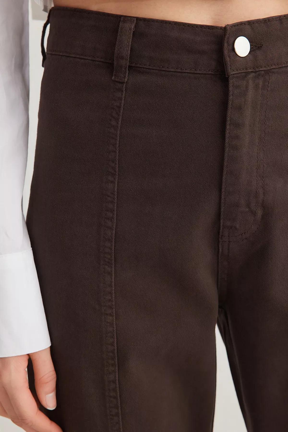 Brown High-Waist Wide Leg Jeans, , large image number 3
