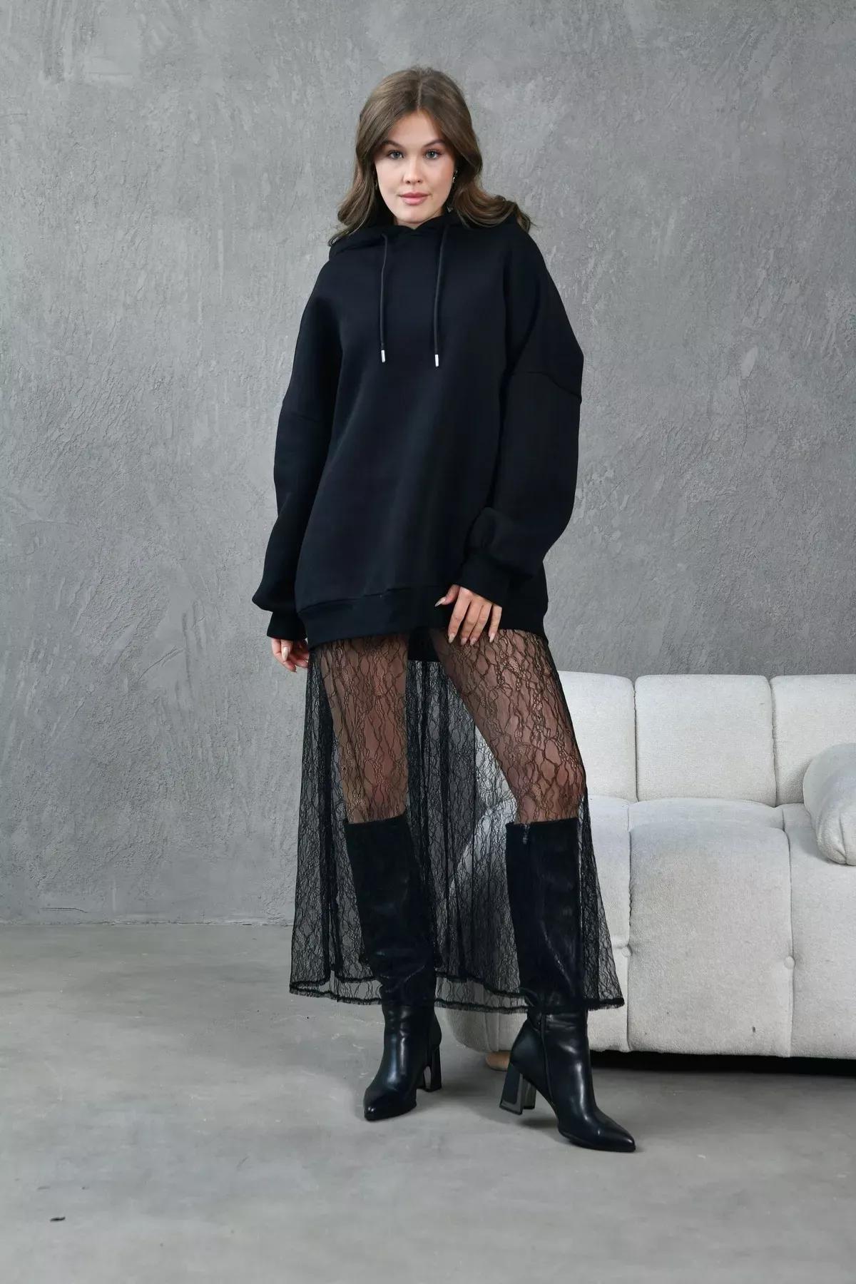Black Lace Maxi Skirt, , large image number 0