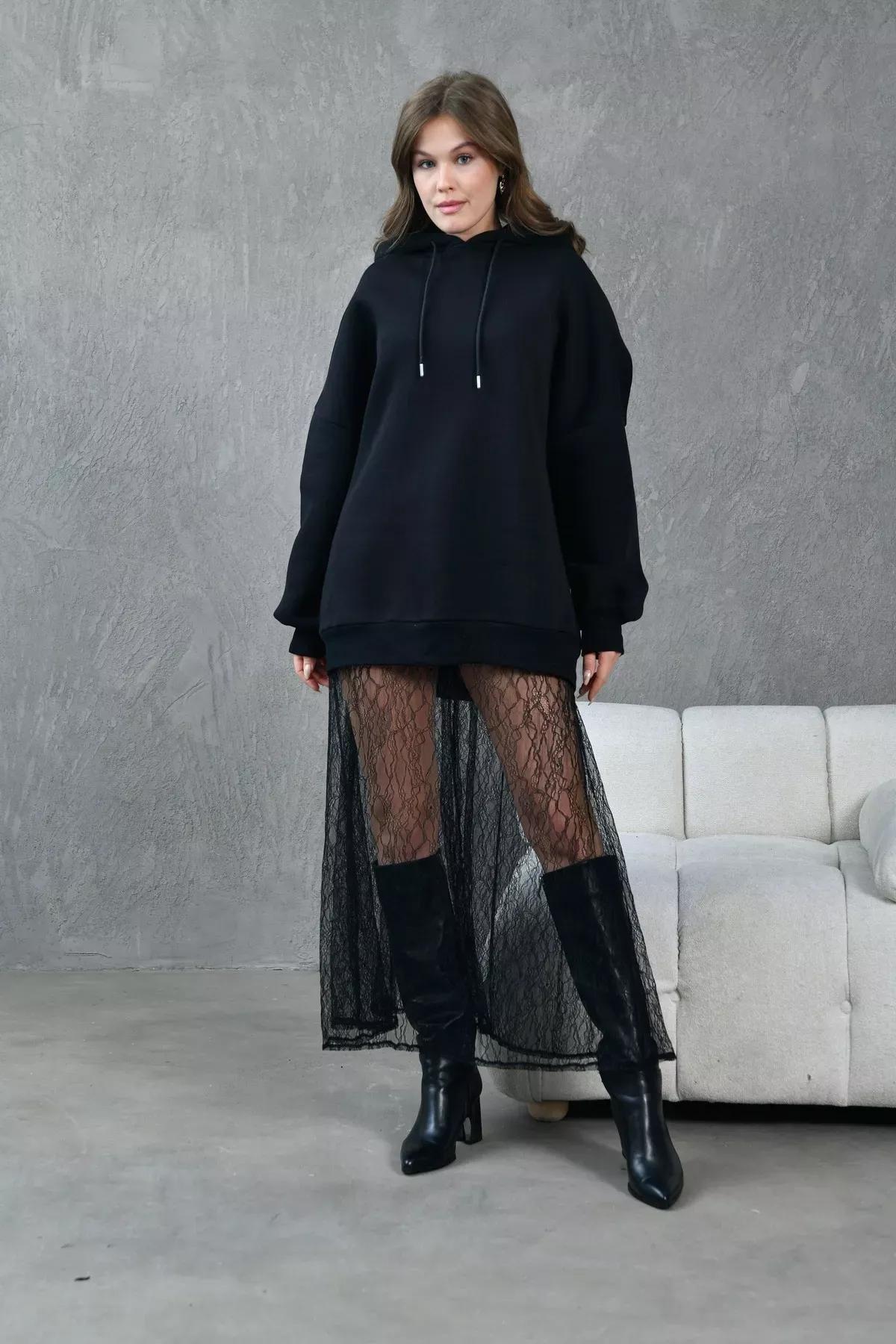 Black Lace Maxi Skirt, , large image number 1
