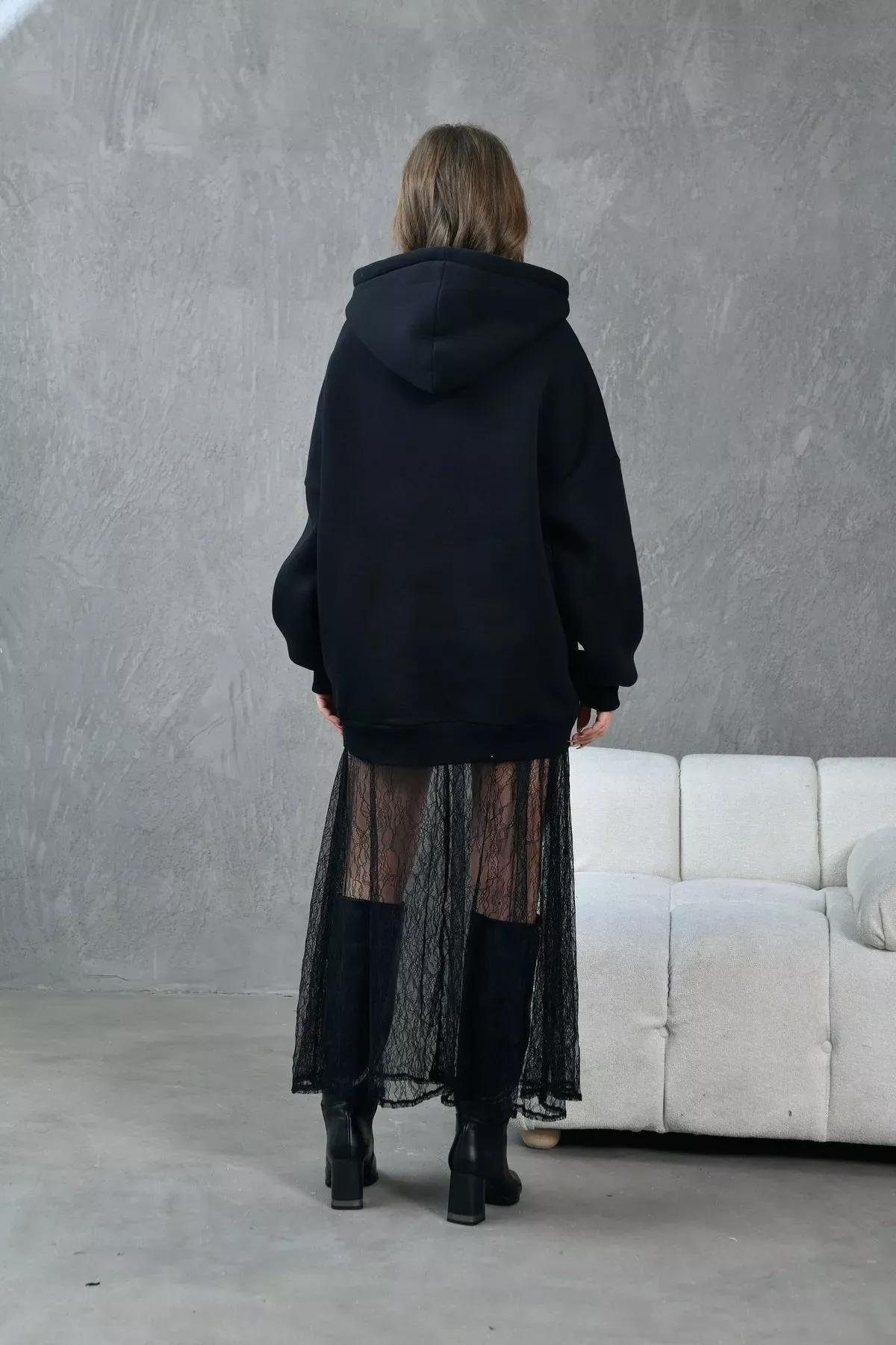 Black Lace Maxi Skirt, , large image number 4
