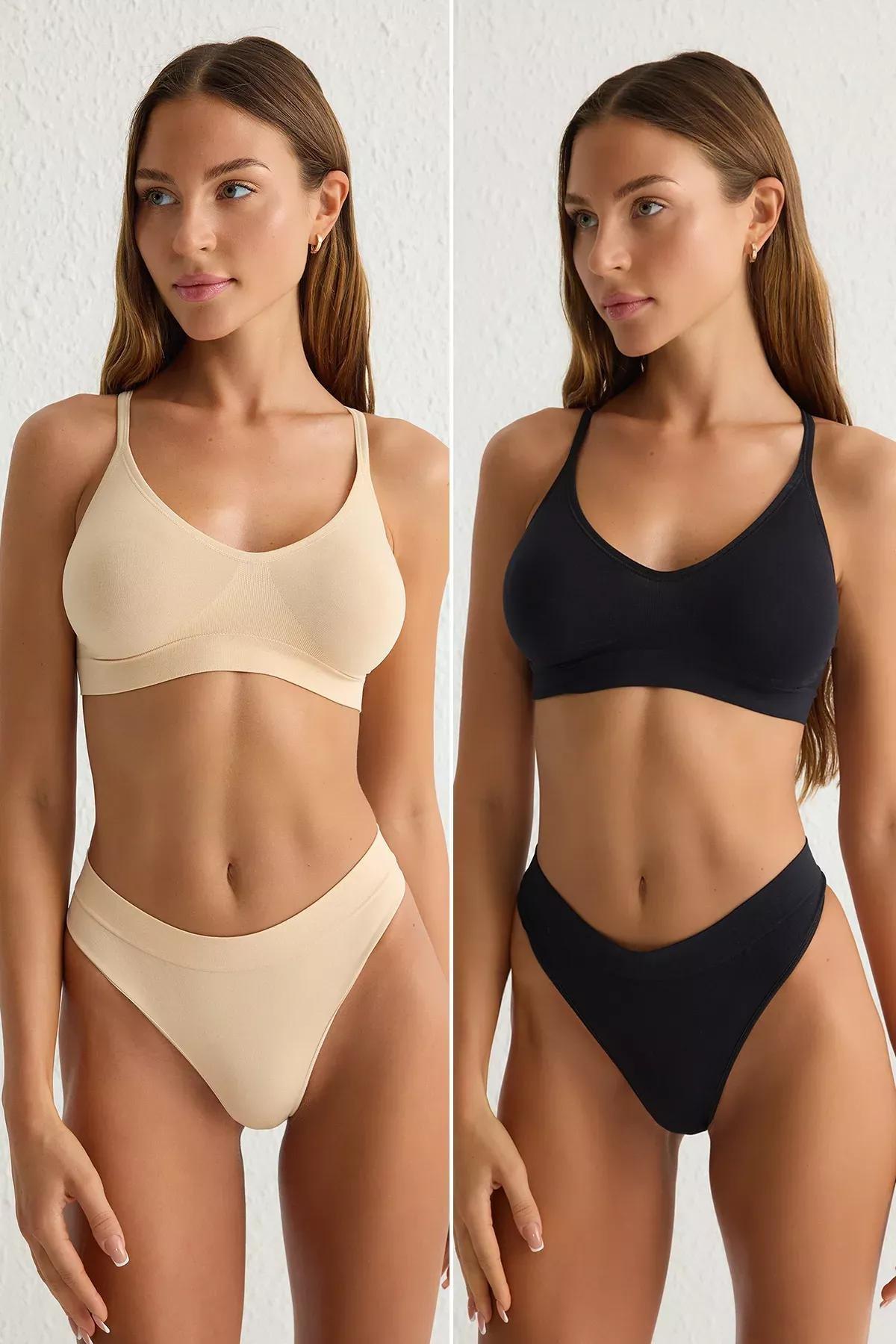 Black-Skin Seamless Panties, set of 2, , large image number 0
