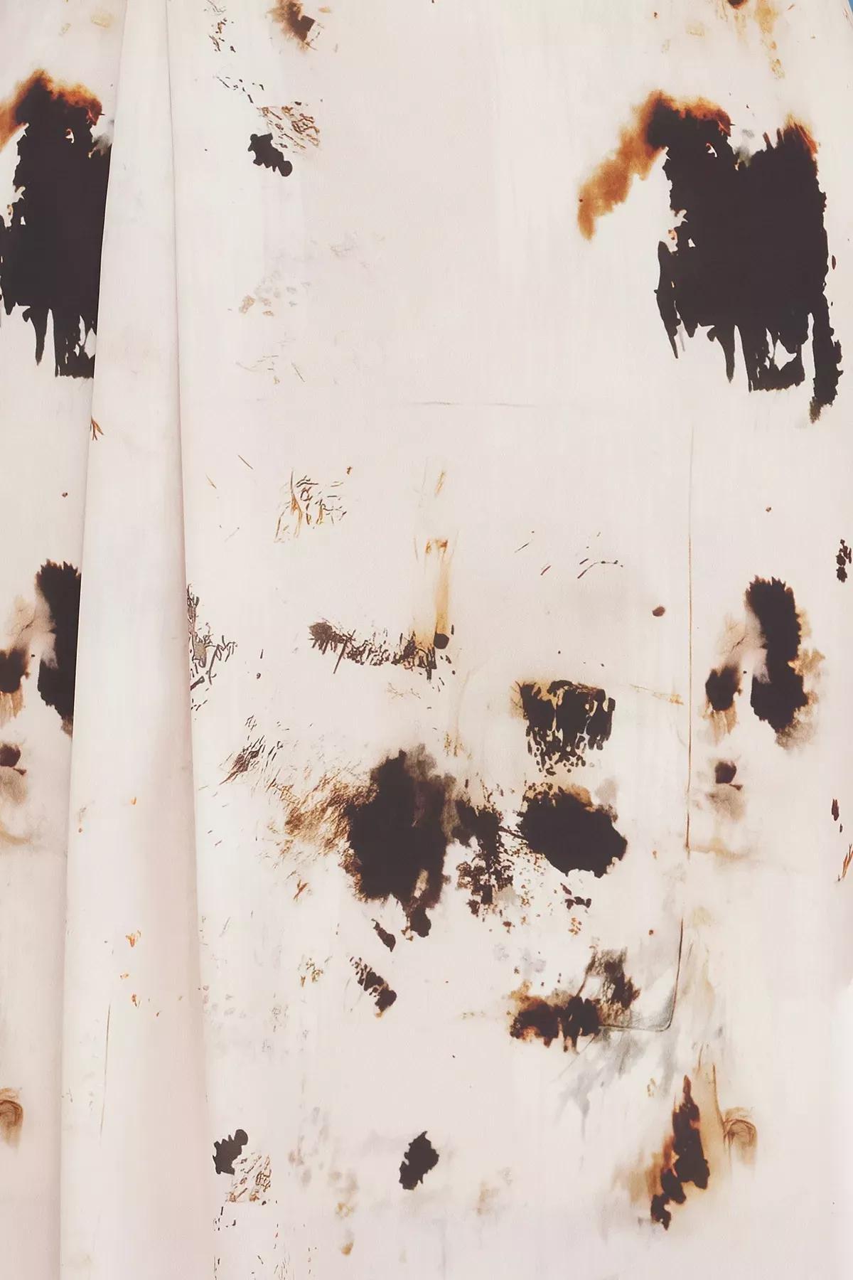 Beige Animal Patterned A-Line Midi Dress, Ecru, large image number 2