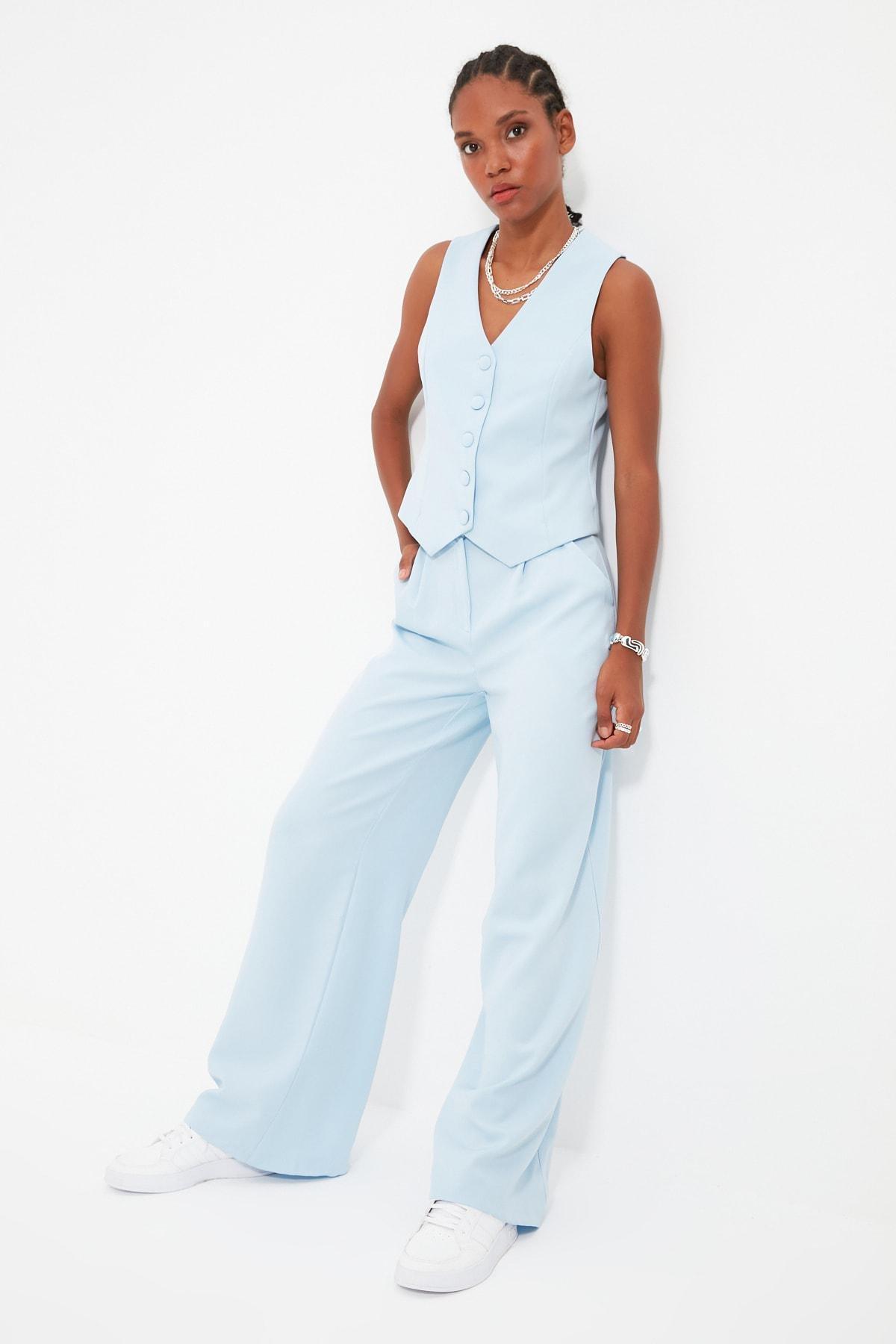 Blue Wide Leg Pants, Dark blue, large image number 3