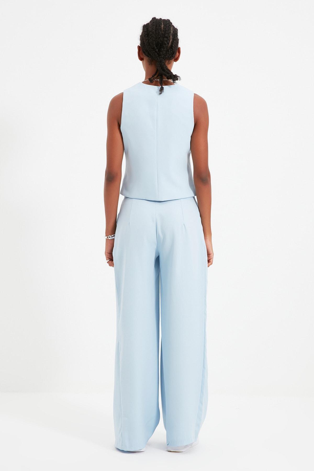 Blue Wide Leg Pants, Dark blue, large image number 5